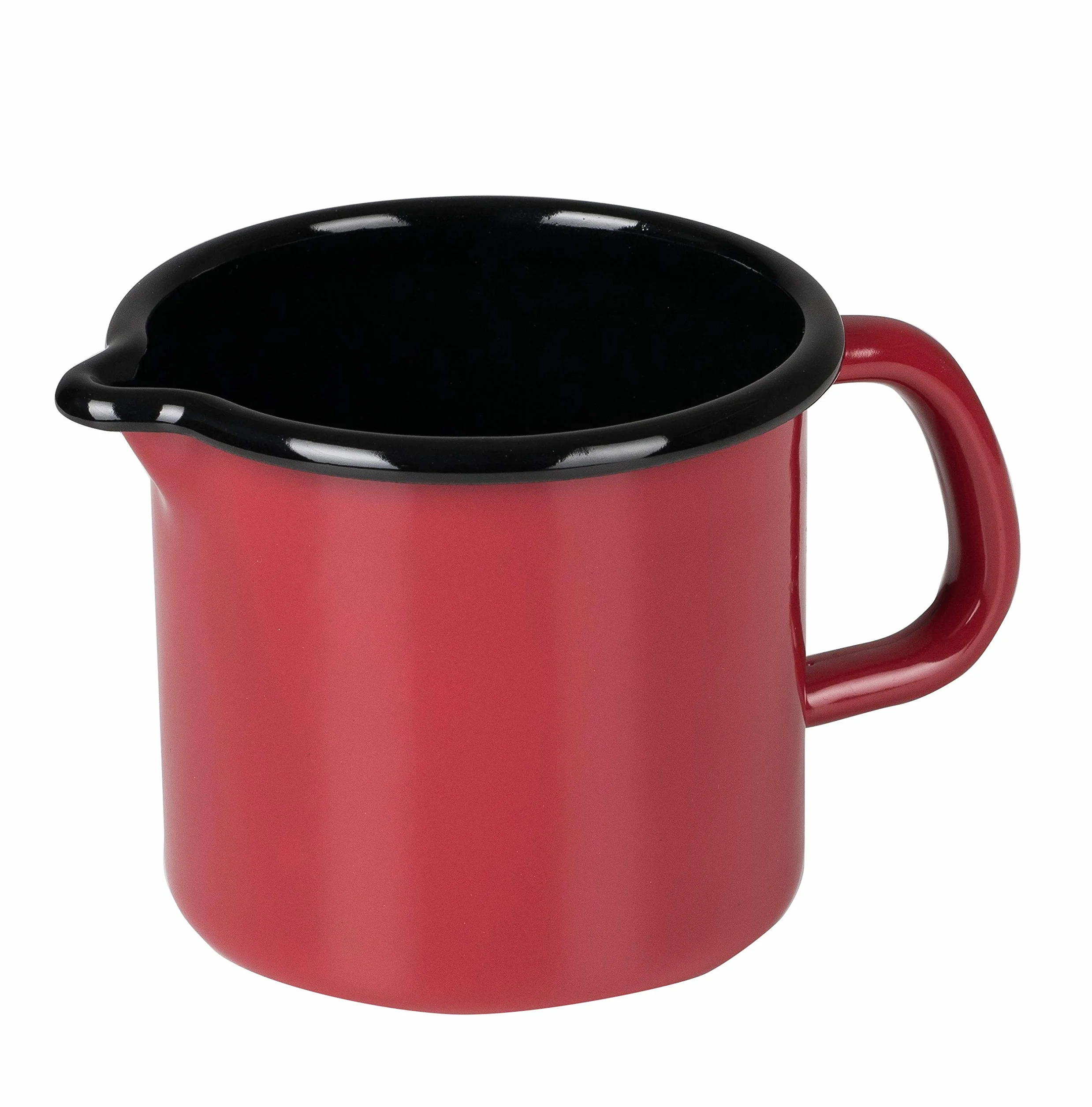 Riess Garnek z dziobem 10 cm emaliowany czerwony 0,75 l indukcja