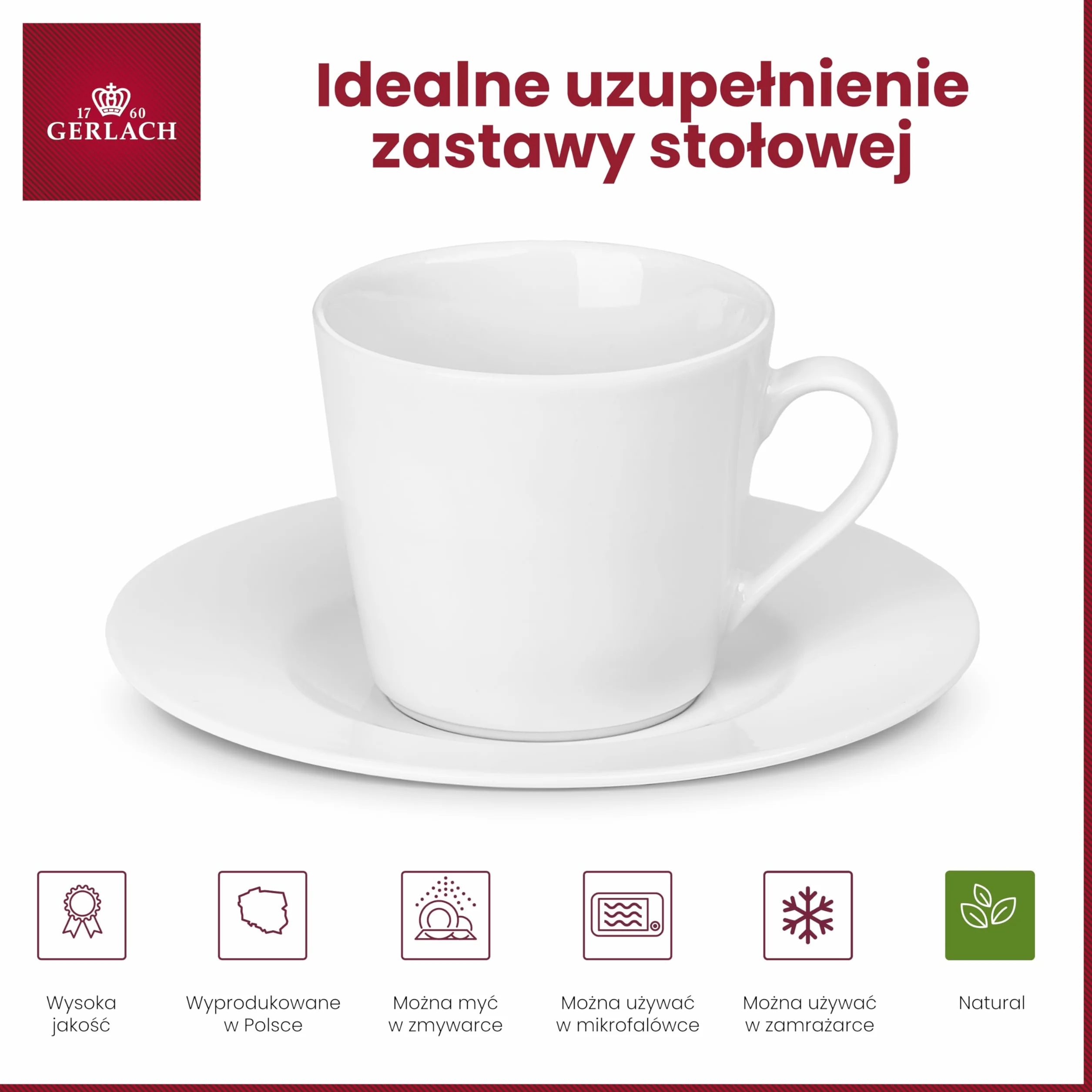 Gerlach Modern Zestaw Filiżanek Ze Spodkiem Dla 6 Osób Filiżanki 200 ml Do Kawy Herbaty Z Podstawką Komplet Porcelanowych Filiżanek W Kolorze Białym