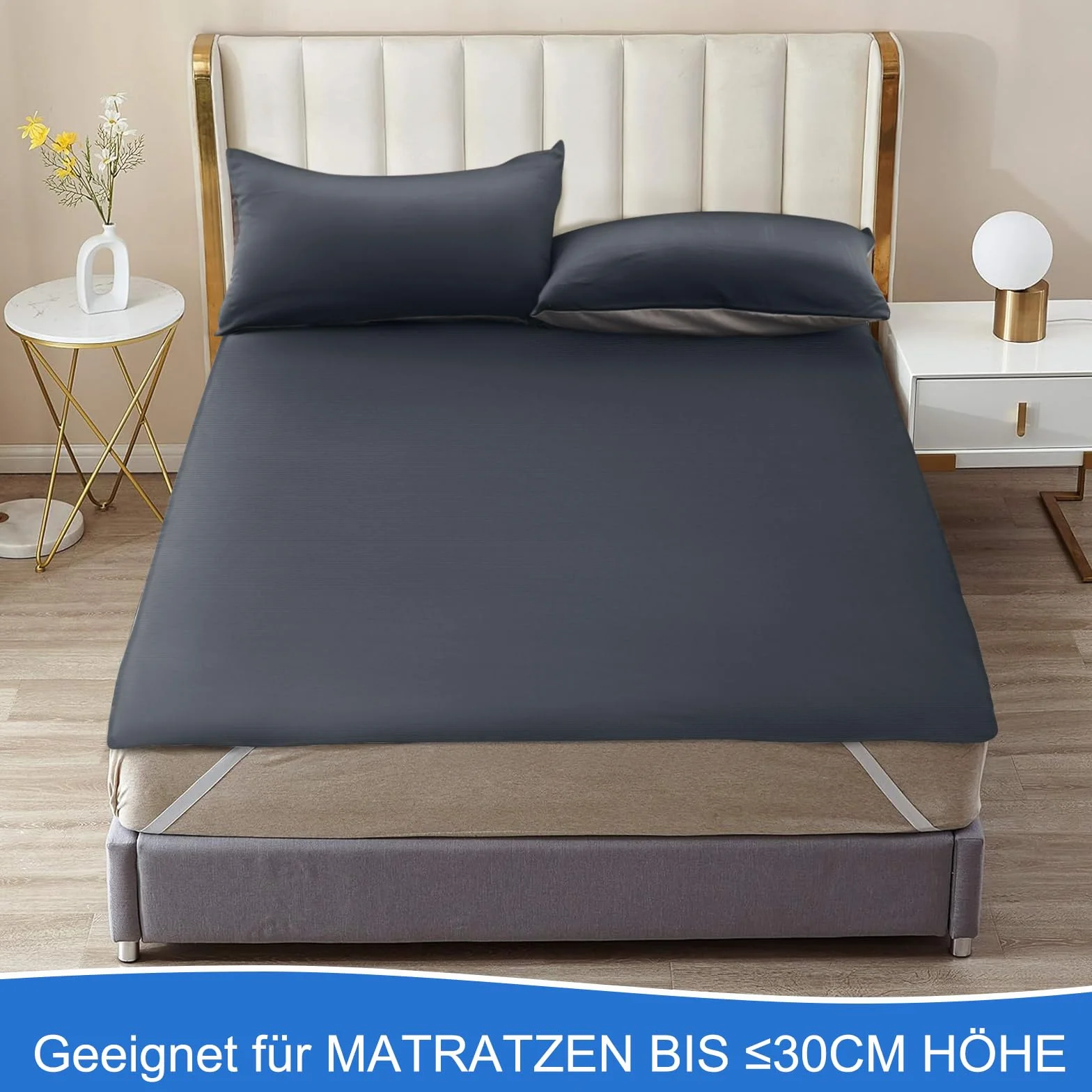 Sufdari nakładka na materac 180x200 cm wodoodporna, szary podkład pod matrac wodoodporny do mycia, podkład pod materac wodoodporny dla dzieci - wodoodporna nakładka na materac