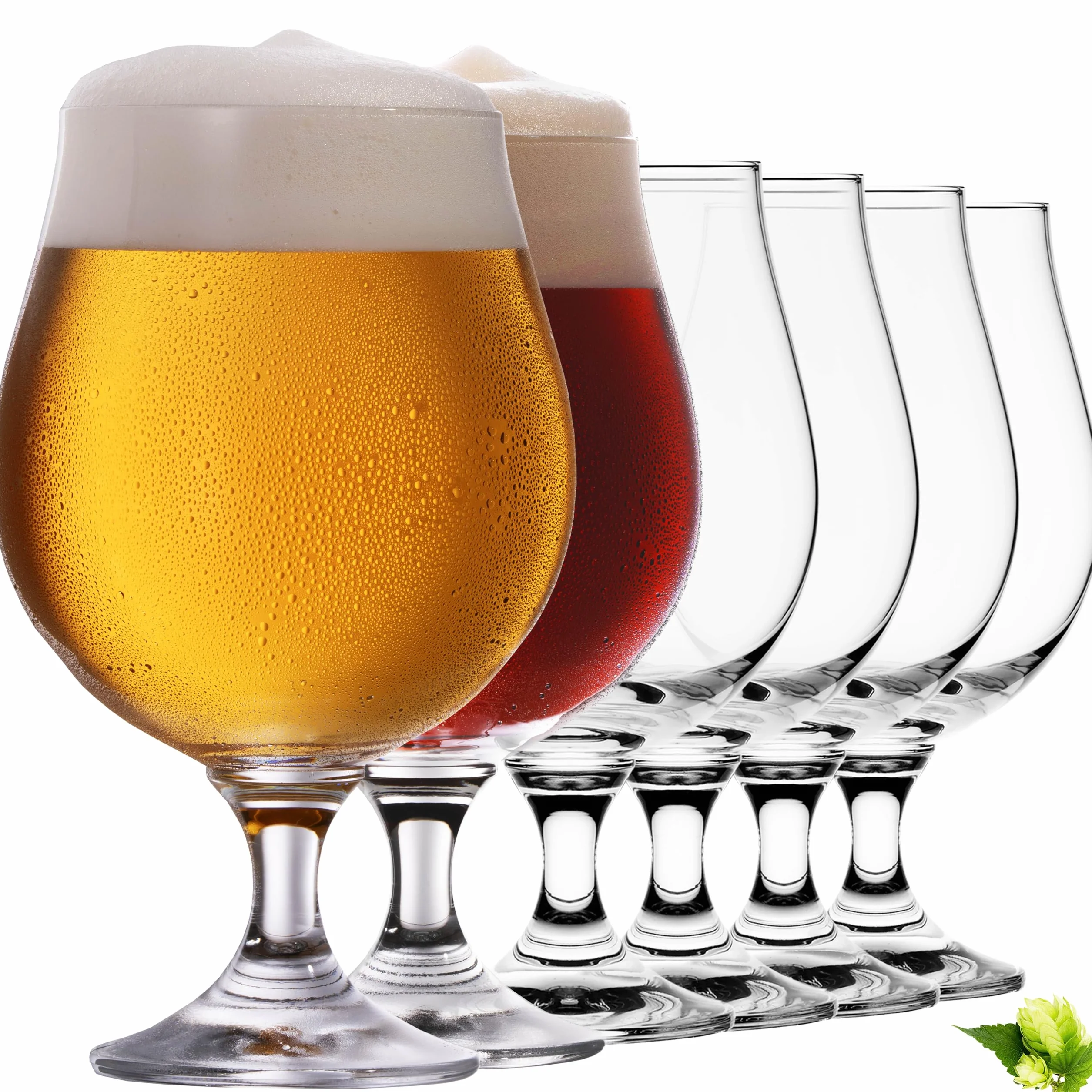 Puchary piwa 500 ml (maks. 650 ml) zestaw 6-częściowy zestaw szklanek do piwa ze szkła kryształowego 0,5 l tulipany do piwa nadają się do mycia w zmywarce