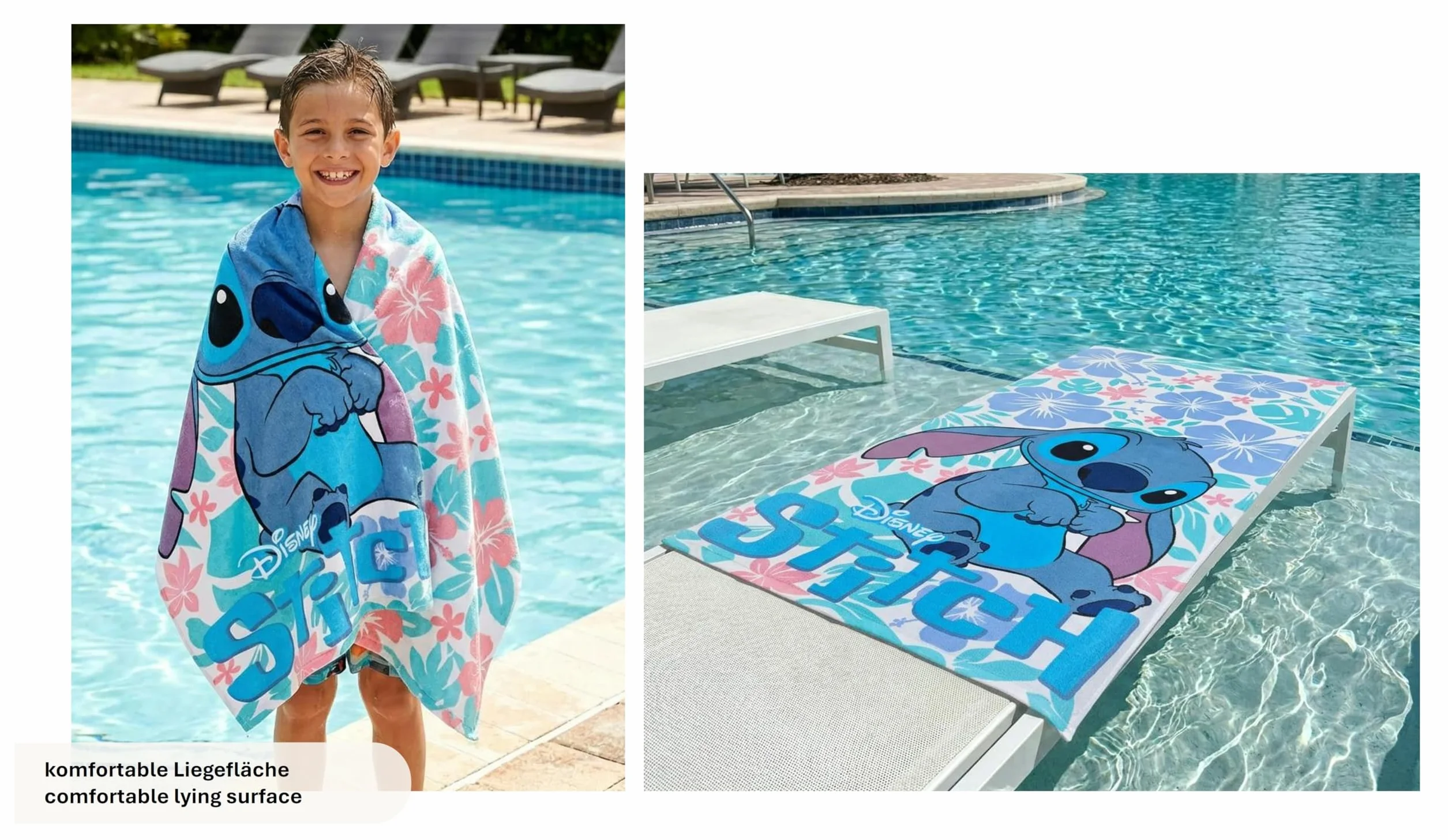 Disney Lilo & Stitch Ręcznik plażowy dla dzieci 70 x 140 cm mikrofibra chłonny szybkoschnący