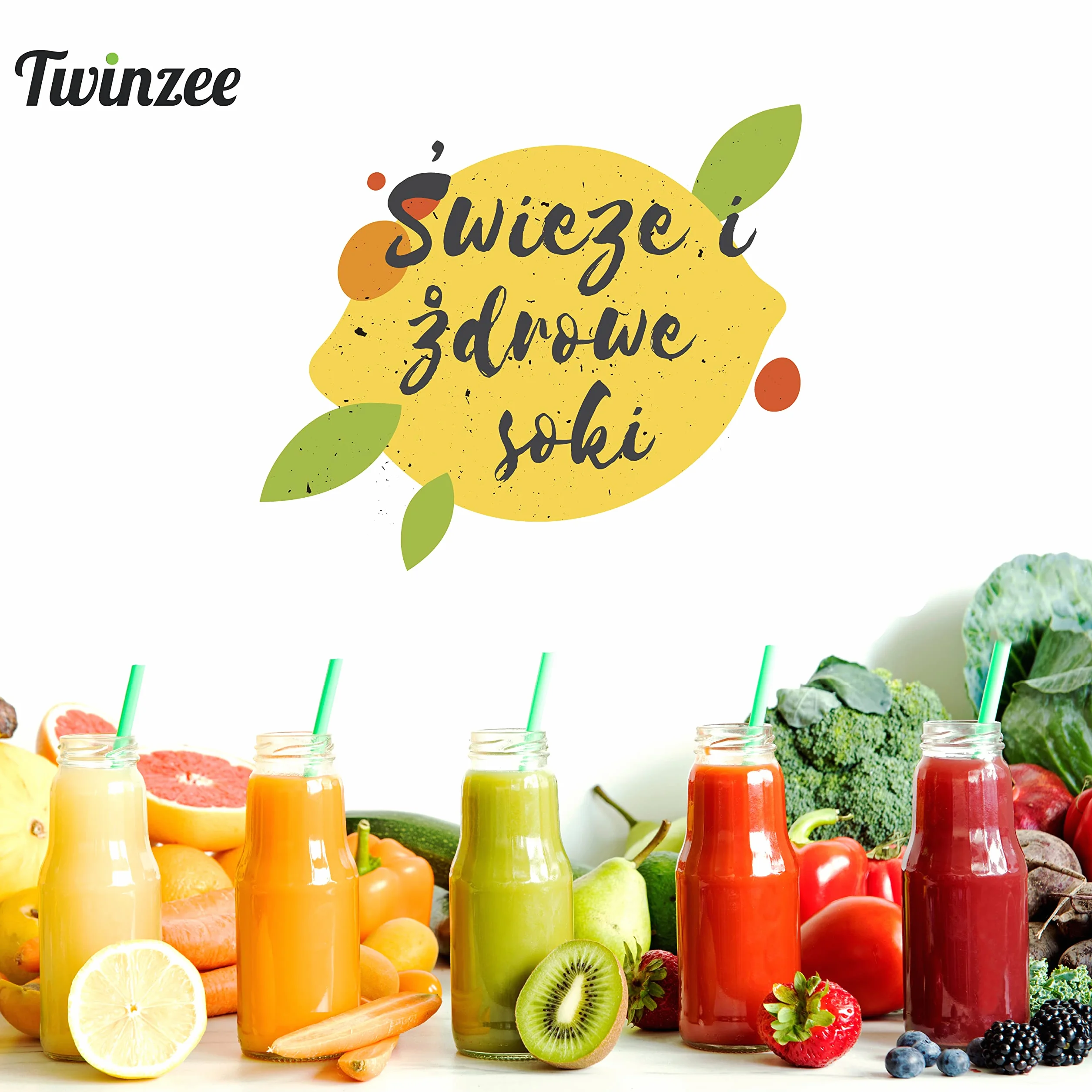 Twinzee Odśrodkowa sokowirówka 850 W 2 poziomy prędkości 75 mm