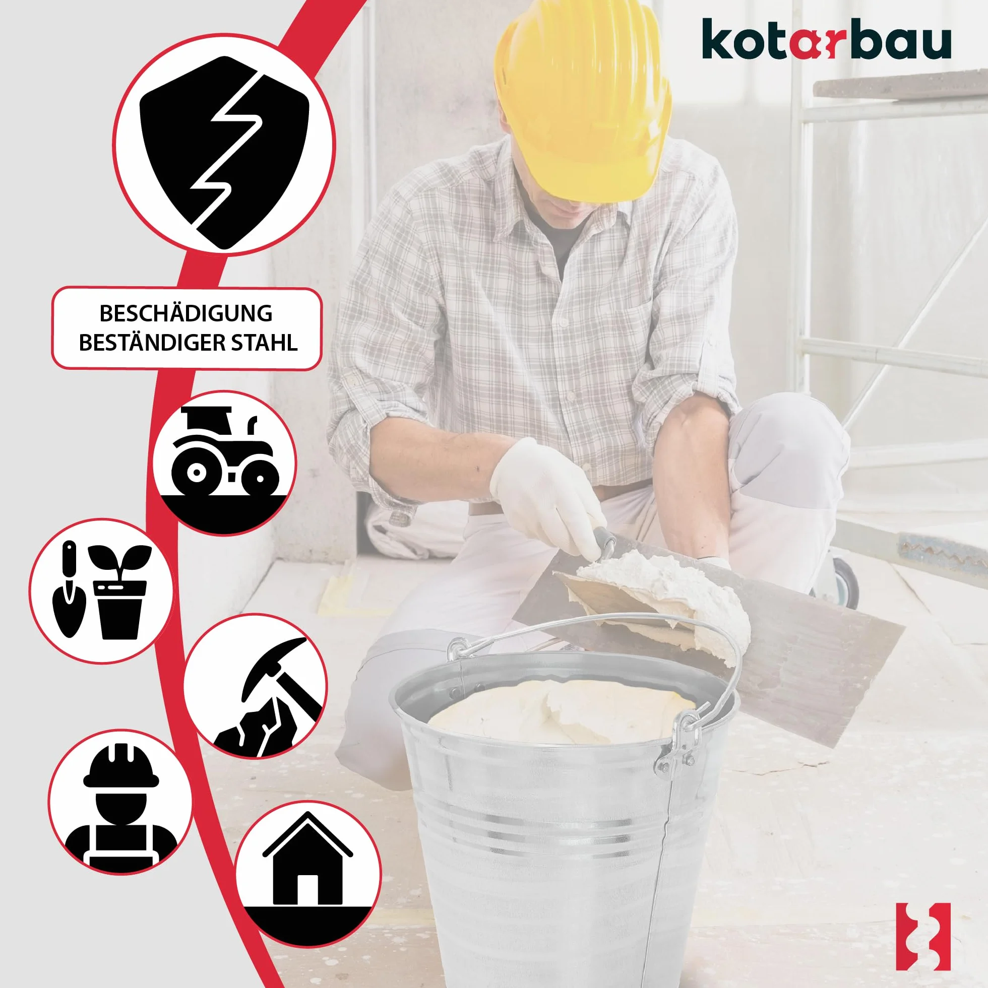 KOTARBAU® Wiadro Metalowe 15 L Stalowe Ocynkowane