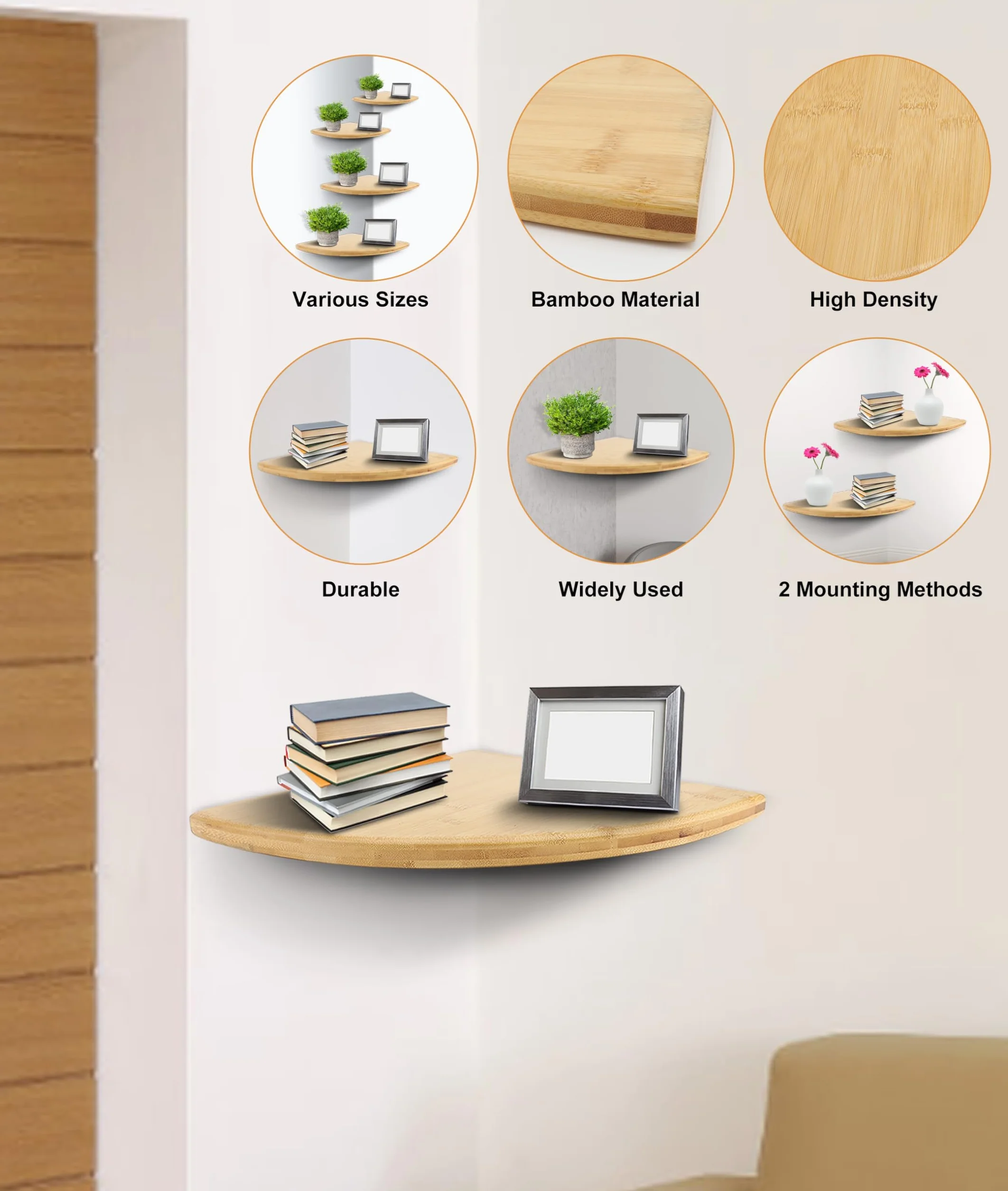 Gugxiom Drewniany regał ścienny 30 cm nowoczesny minimalistyczny