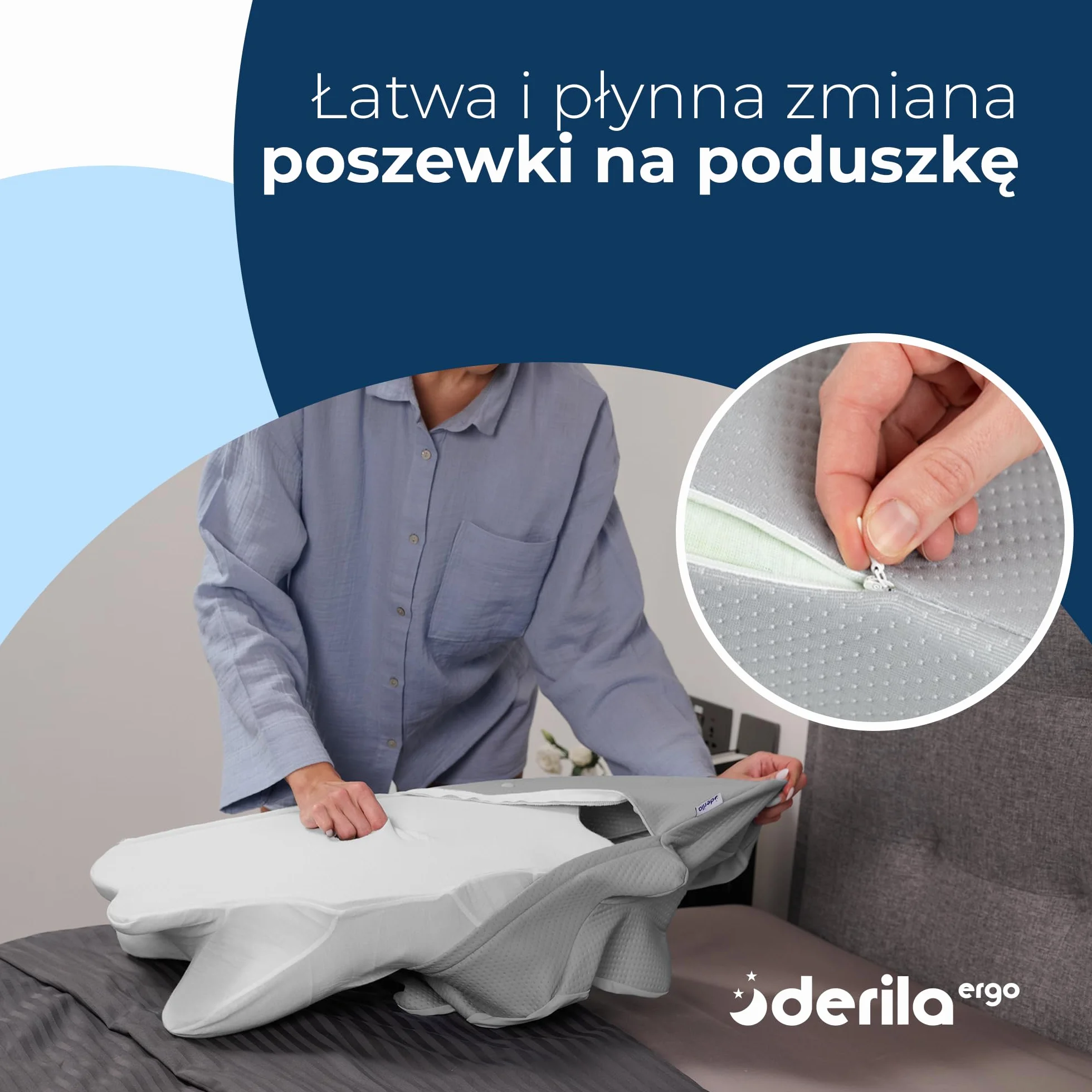 Derila Ergo Termiczna Poszewka na Poduszkę z PCM – Regulacja Temperatury Chłodząca i Ogrzewająca
