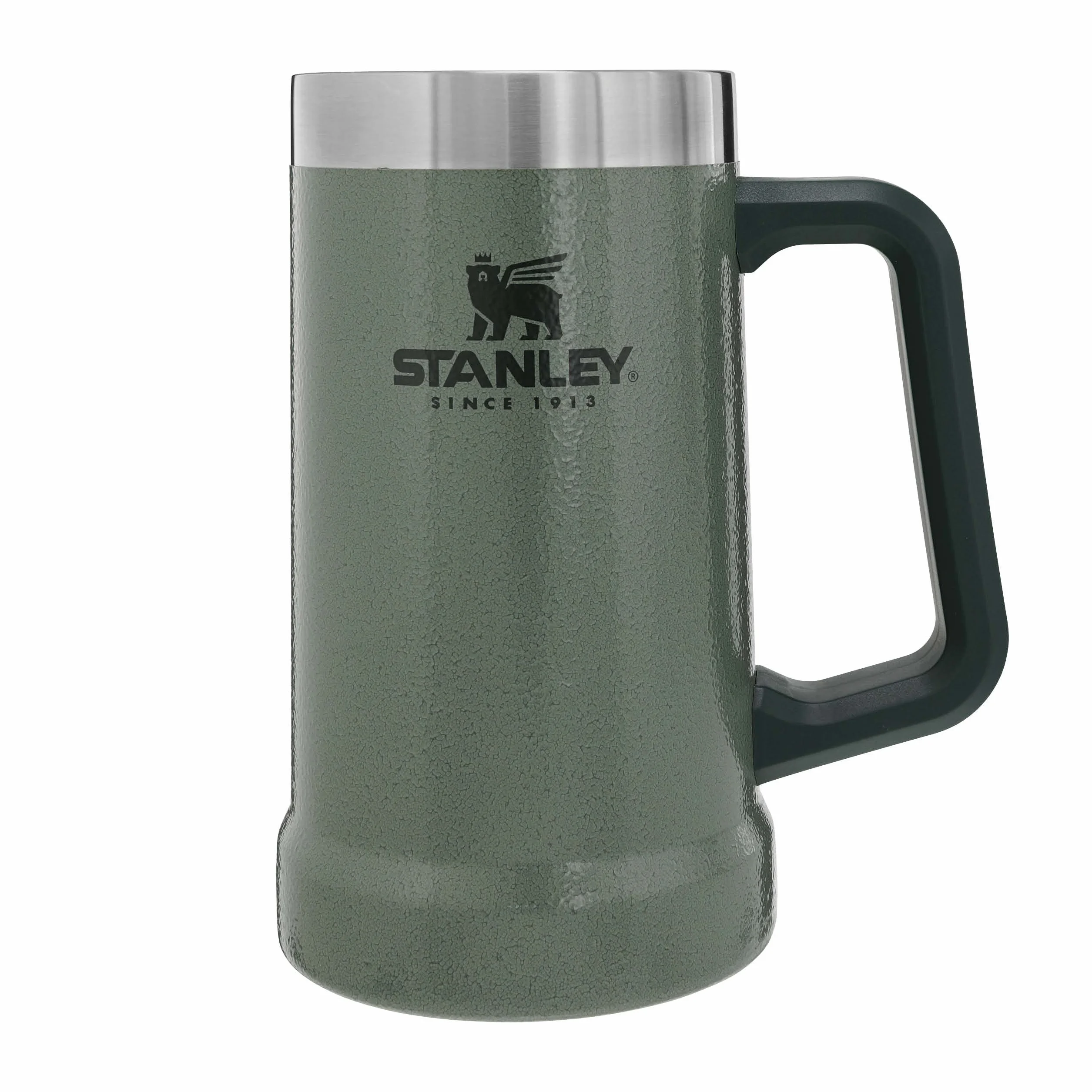 Stanley 1913 Adventure Vacuum Stein 0.7L Hammertone Green - Utrzymuje zimne piwo przez 7 godzin - Kufel do piwa ze Stali Nierdzewnej z pokrywką i uchwytem - Do Mycia w Zmywarce