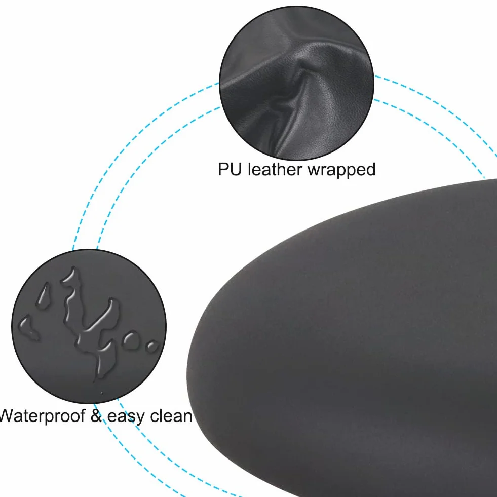 WKWKER Ergonomiczny stołek na kółkach PU skóra obrotowy regulacja wysokości czarny