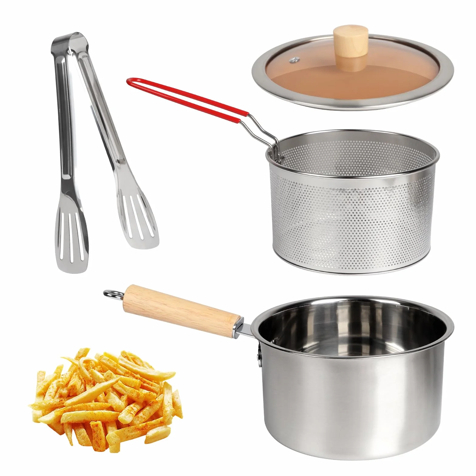 Frytkownica garnek ze stali nierdzewnej 304, mini frytkownica olejowa 2,5 l z filtrem siatki