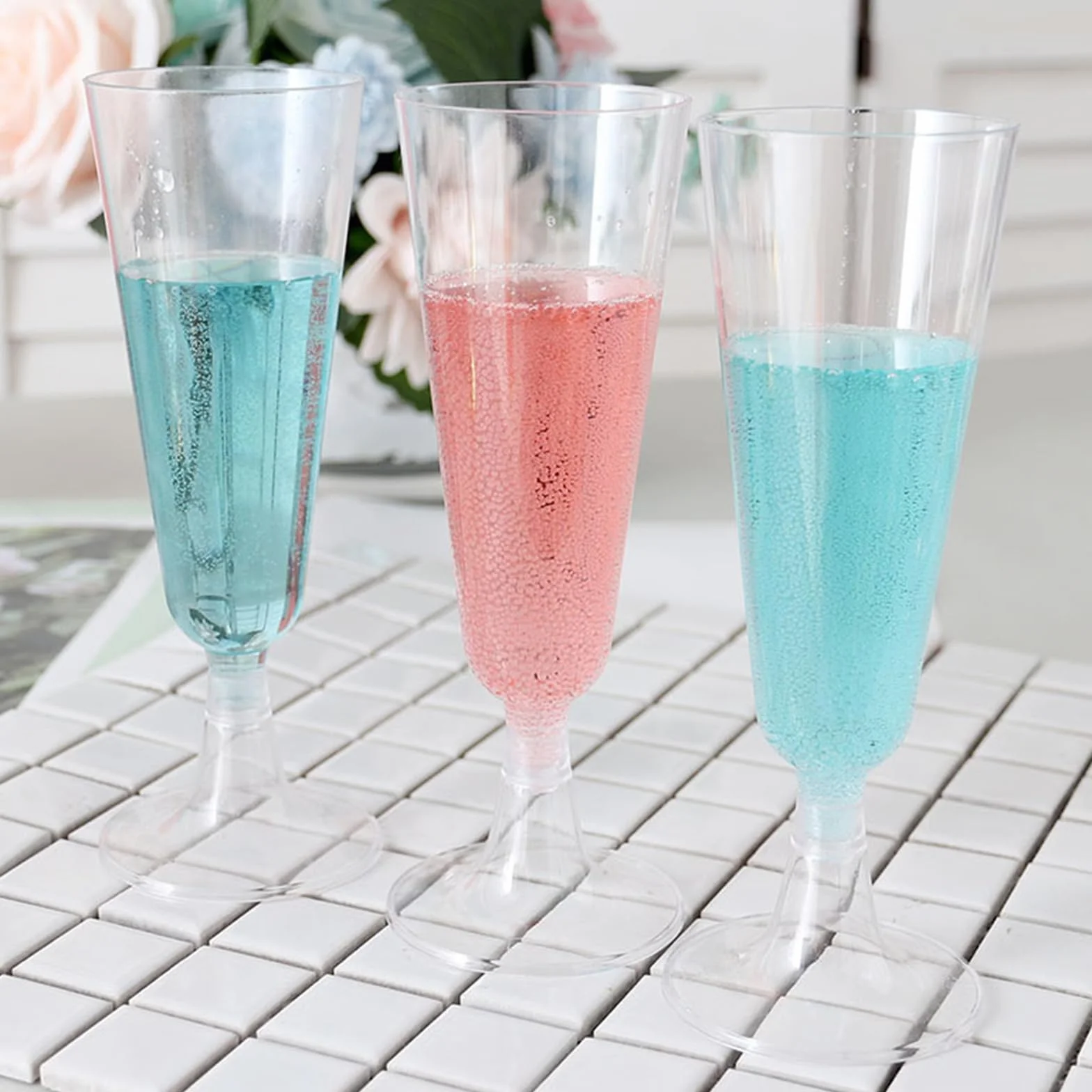 25 sztuk Plastikowe kieliszki do szampana, przezroczystych kieliszków do szampana, 160ml