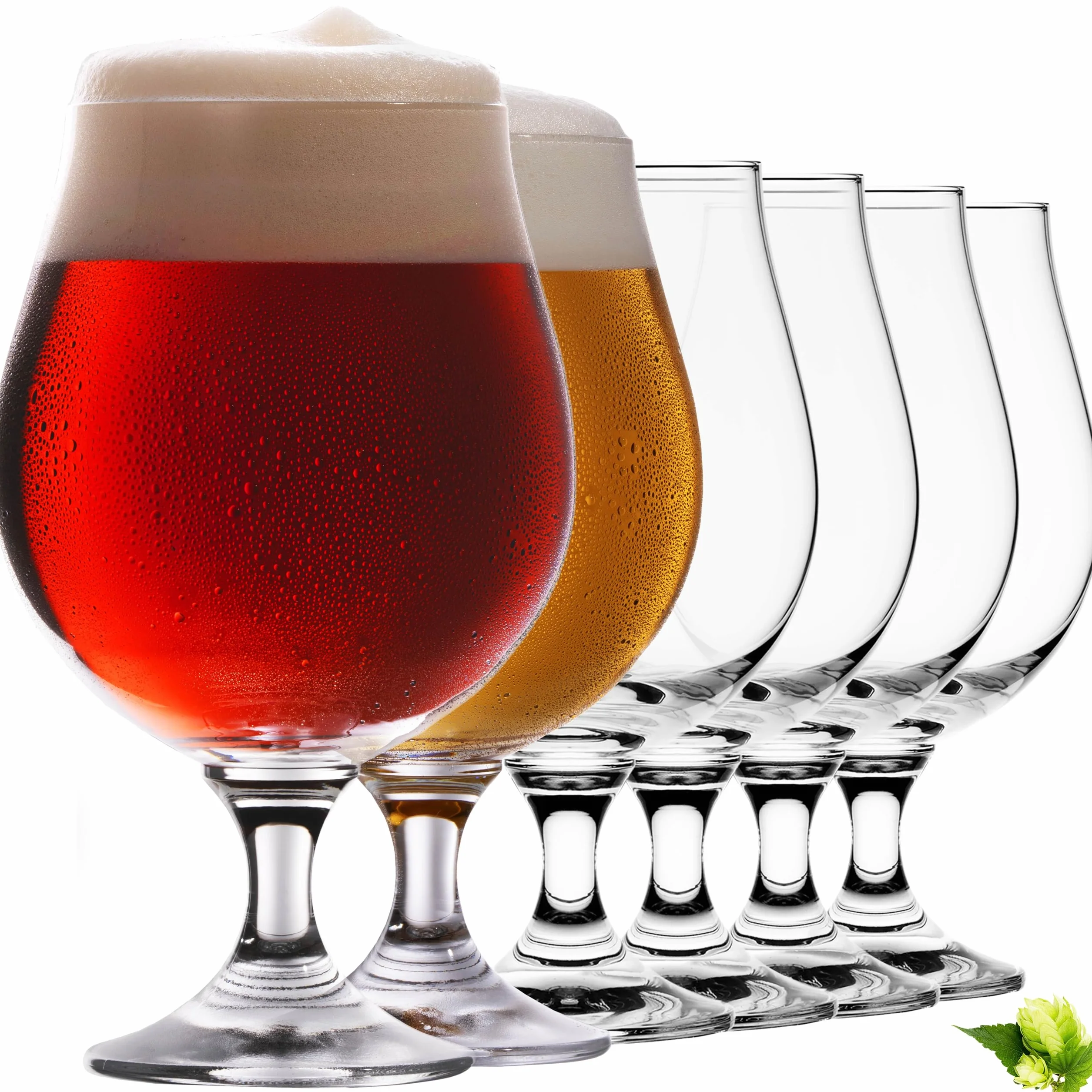 Puchary piwa 500 ml (maks. 650 ml) zestaw 6-częściowy zestaw szklanek do piwa ze szkła kryształowego 0,5 l tulipany do piwa nadają się do mycia w zmywarce