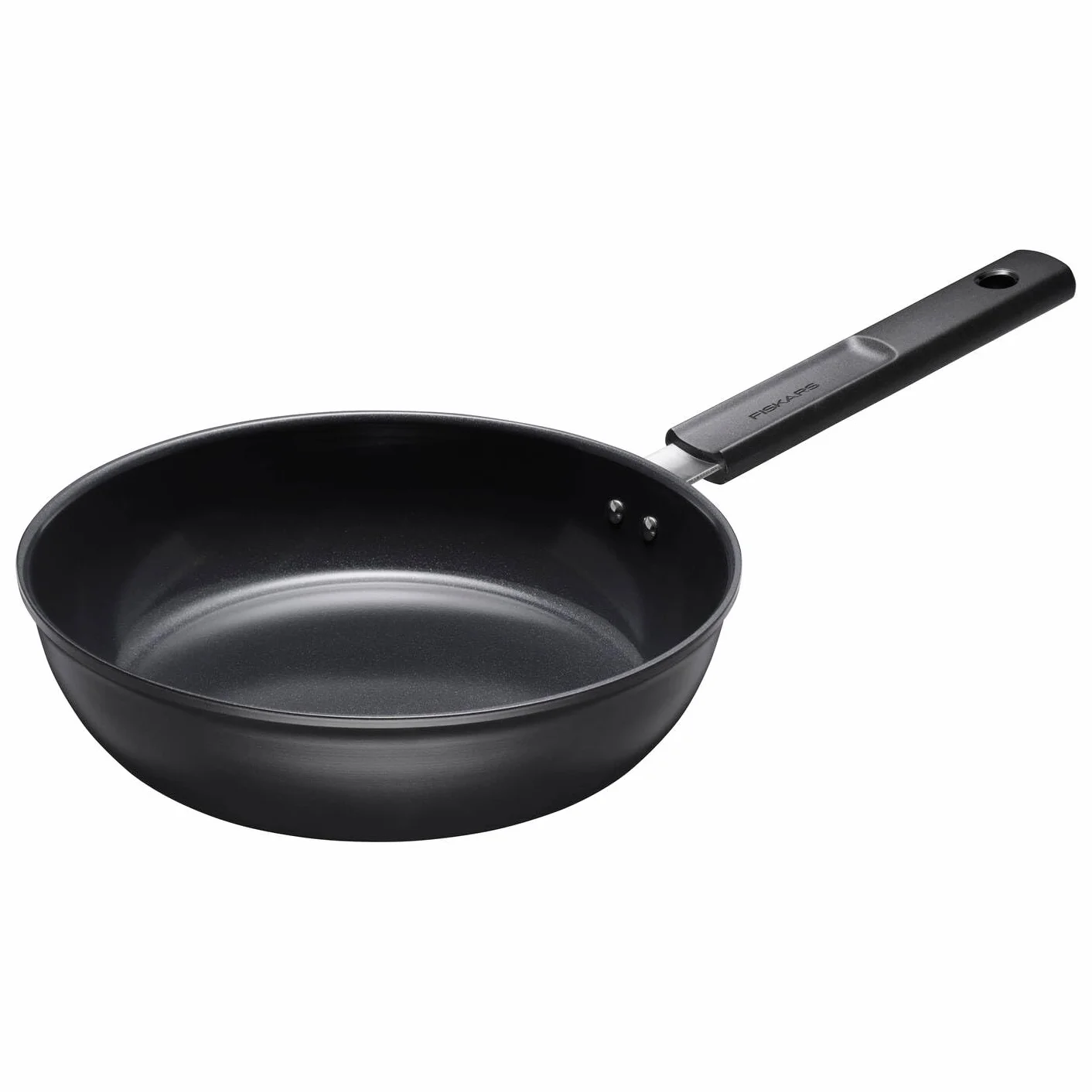 Fiskars Patelnia do smażenia z pokrywką, Hard Face, średnica 24 cm, pojemność: 2,2 litra, odpowiednia do wszystkich płyt grzewczych, powłoka nieprzywierająca, odporna na zarysowania, 1075528