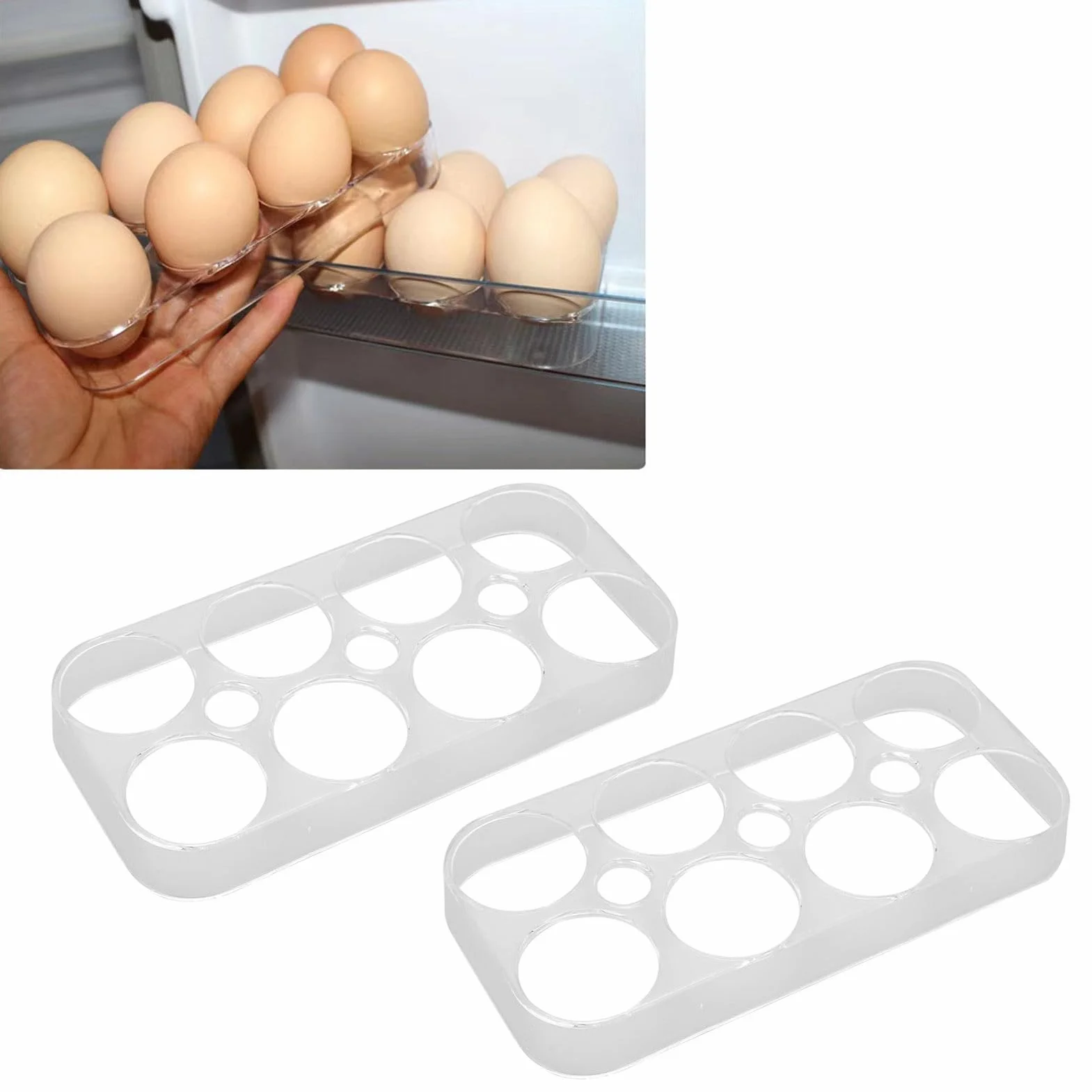 Plastikowa Taca na Jajka 8 Siatek Przezroczysta Podstawka do Lodówki