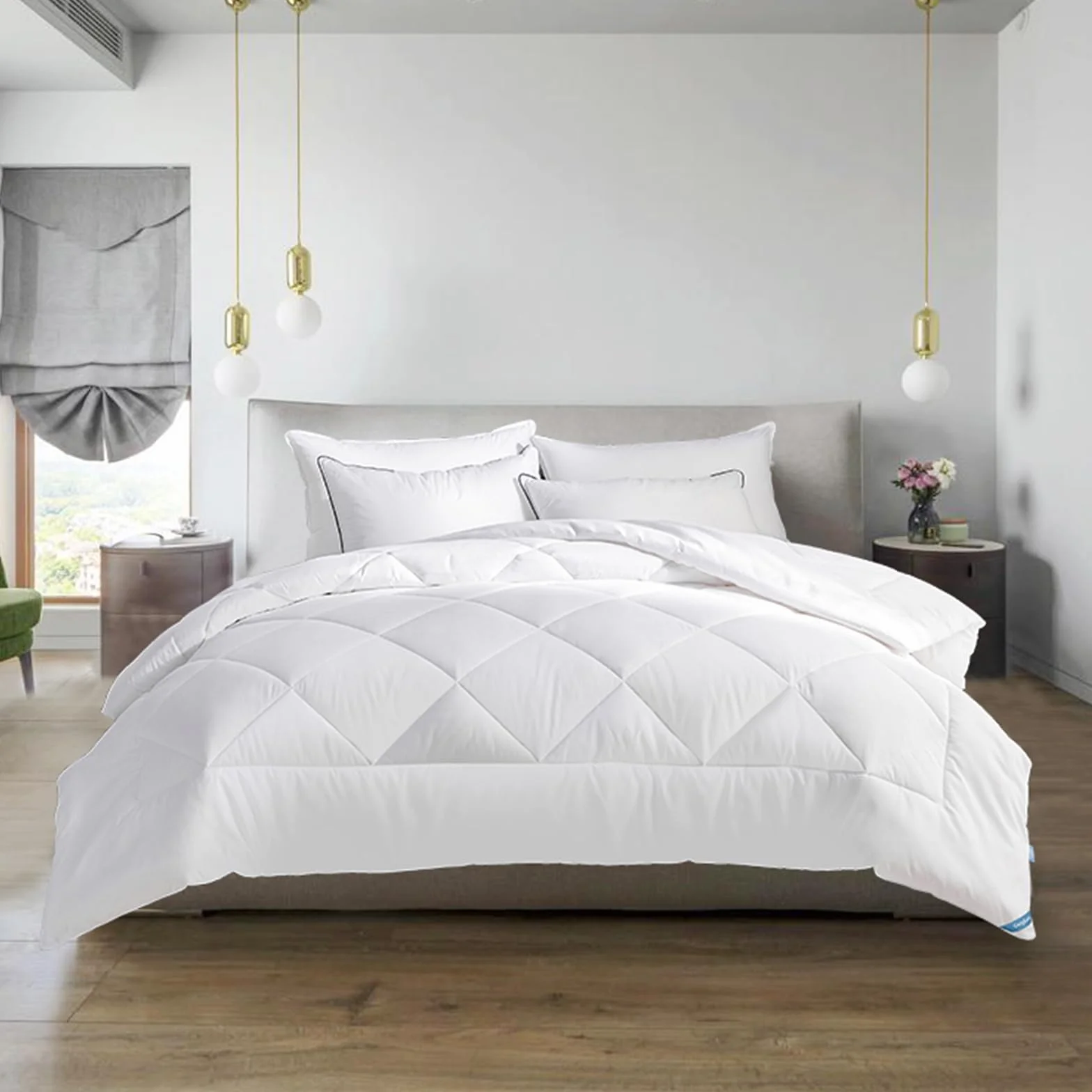 CozyLux Kołdra 200 x 220 cm na 4 pory roku, kołdra z mikrofibry 300 g/m², całoroczna kołdra 220 x 200 cm, biała, super miękka poszewka, koc do spania, oddychająca 200 x 220 cm, biała