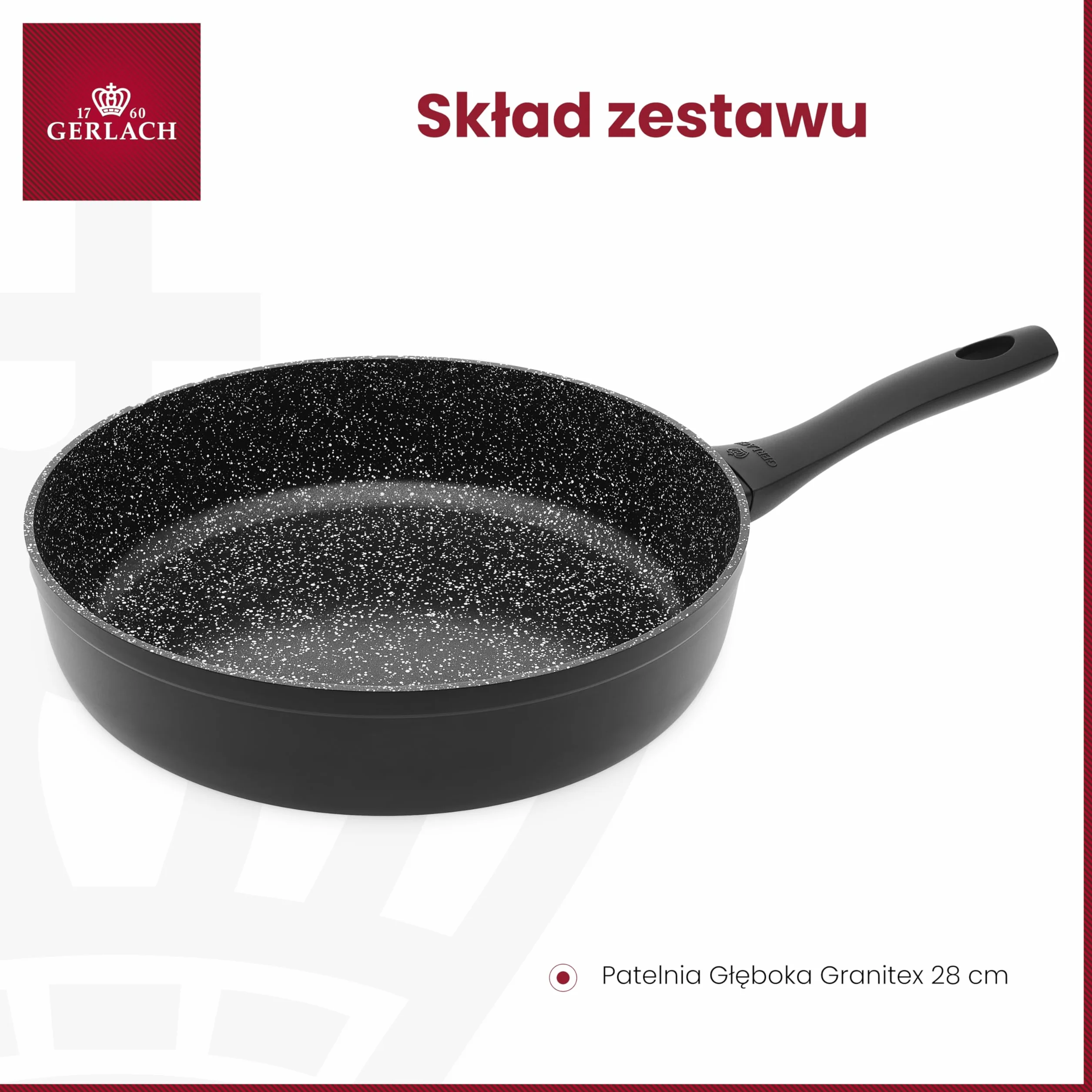 Gerlach Granitex Głęboka Patelnia Ceramiczna 28 cm Indukcja