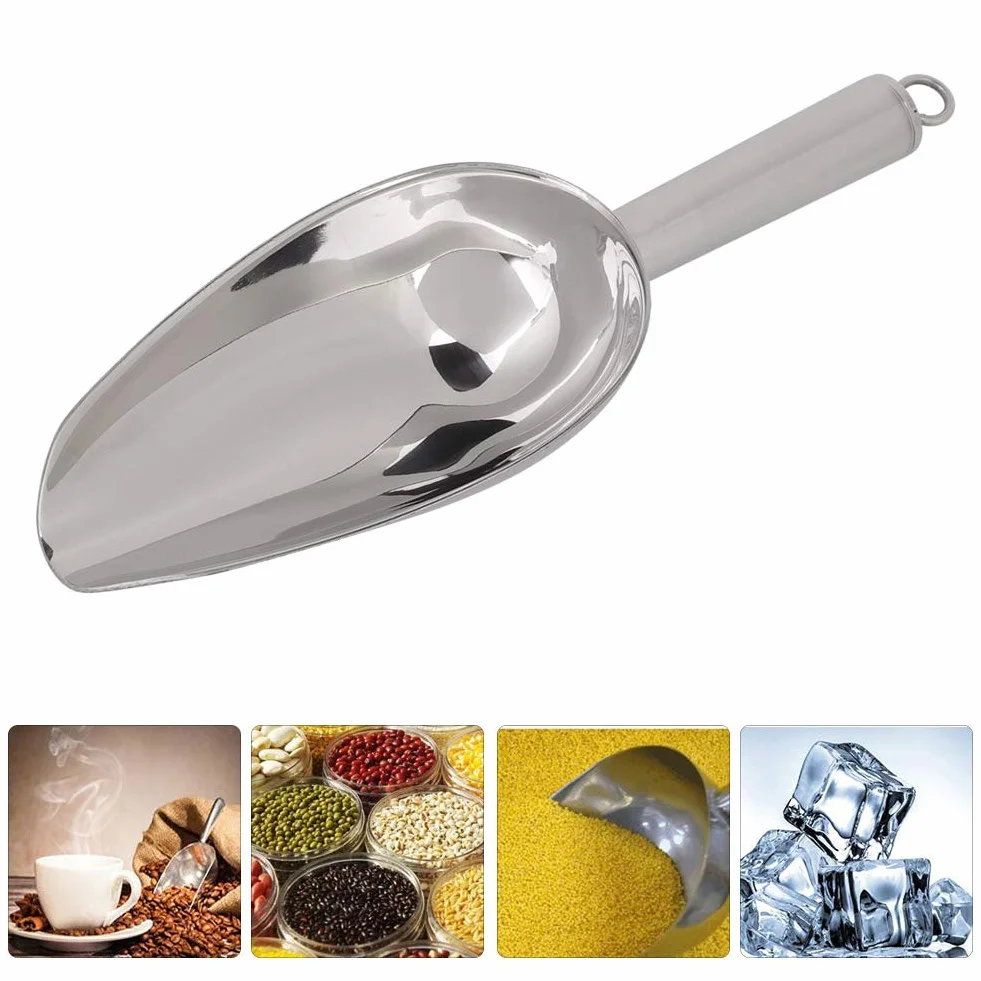 Wielofunkcyjna łopatka do lodu ze stali nierdzewnej, ziarna kawy, suszonych owoców, łopata, kostka, odlewane aluminiowe miarki, do zamrażarki, fasoli, cukierków, mąki, popcornu, 230 ml