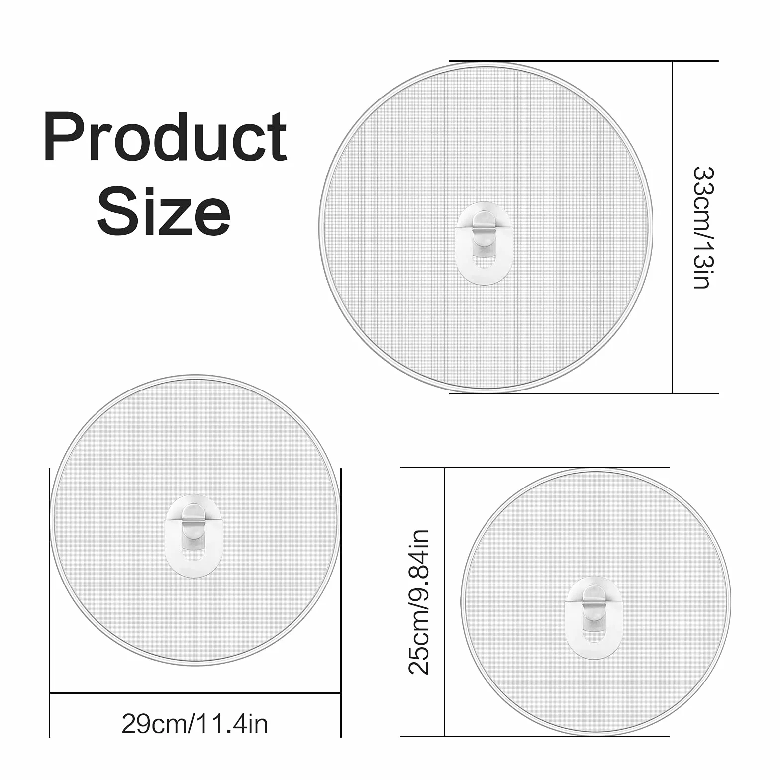 Haisheng Osłona Przeciwbryzgowa Oleju - Pokrywa Siatkowa Ze Stali Nierdzewnej Do Garnków i Patelni - 3 Sztuki, Średnica 33 cm, 29 cm, 25 cm