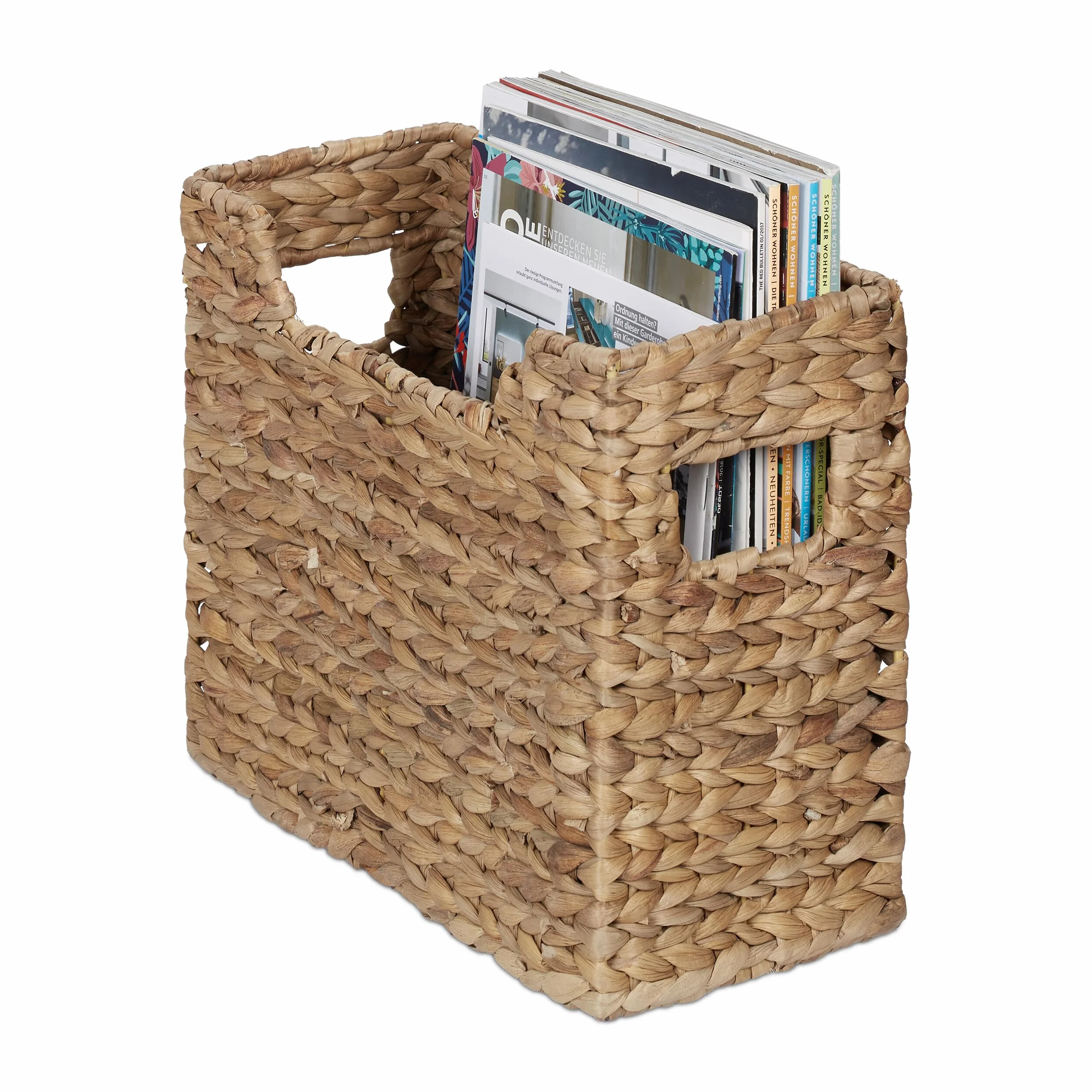 Relaxdays Stojak na czasopisma jacynat wodny 25 x 34,5 x 15,5 cm naturalny