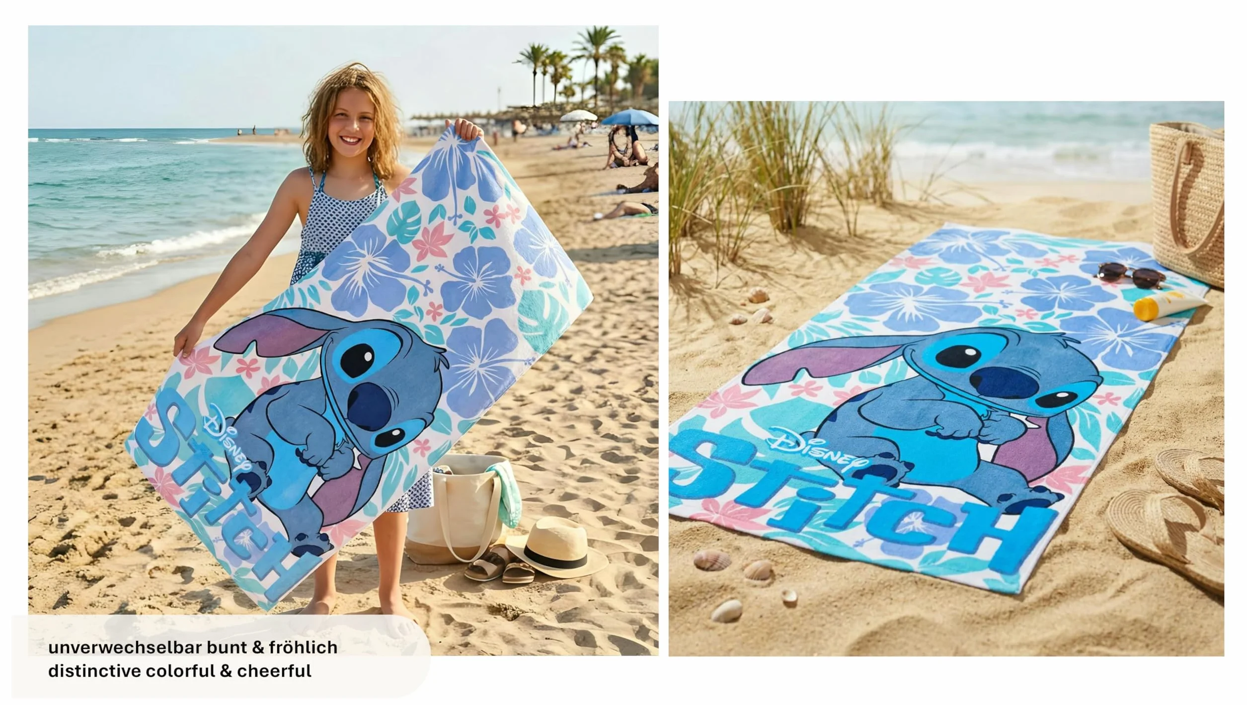Disney Lilo & Stitch Ręcznik plażowy dla dzieci 70 x 140 cm mikrofibra chłonny szybkoschnący