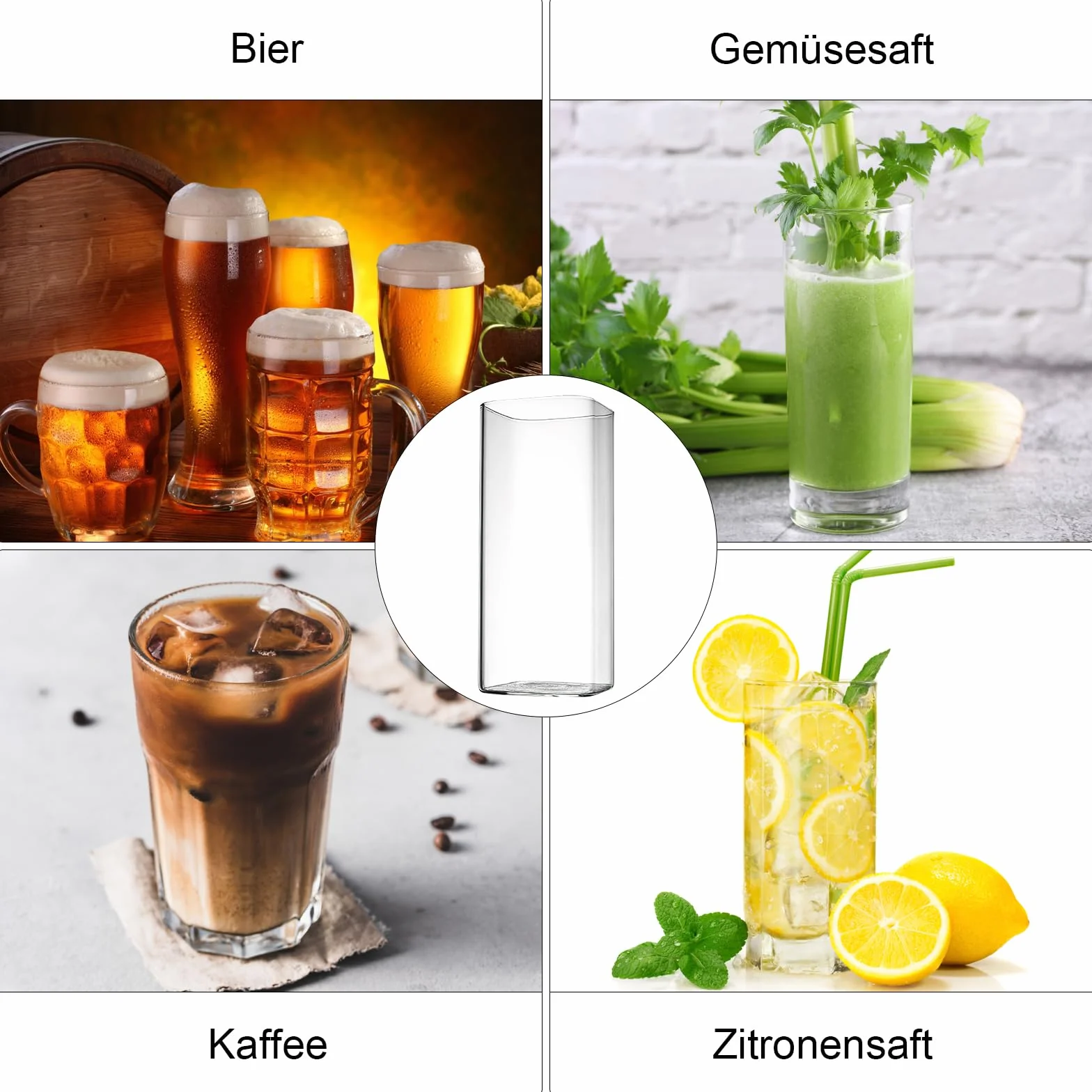 4 przezroczyste szklanki do napojów 400 ml, cienkie kwadratowe szklanki do longdrinków, eleganckie szklanki barowe na wodę, sok, piwo, napoje, koktajle, drinki, imprezę, nowoczesne wzornictwo