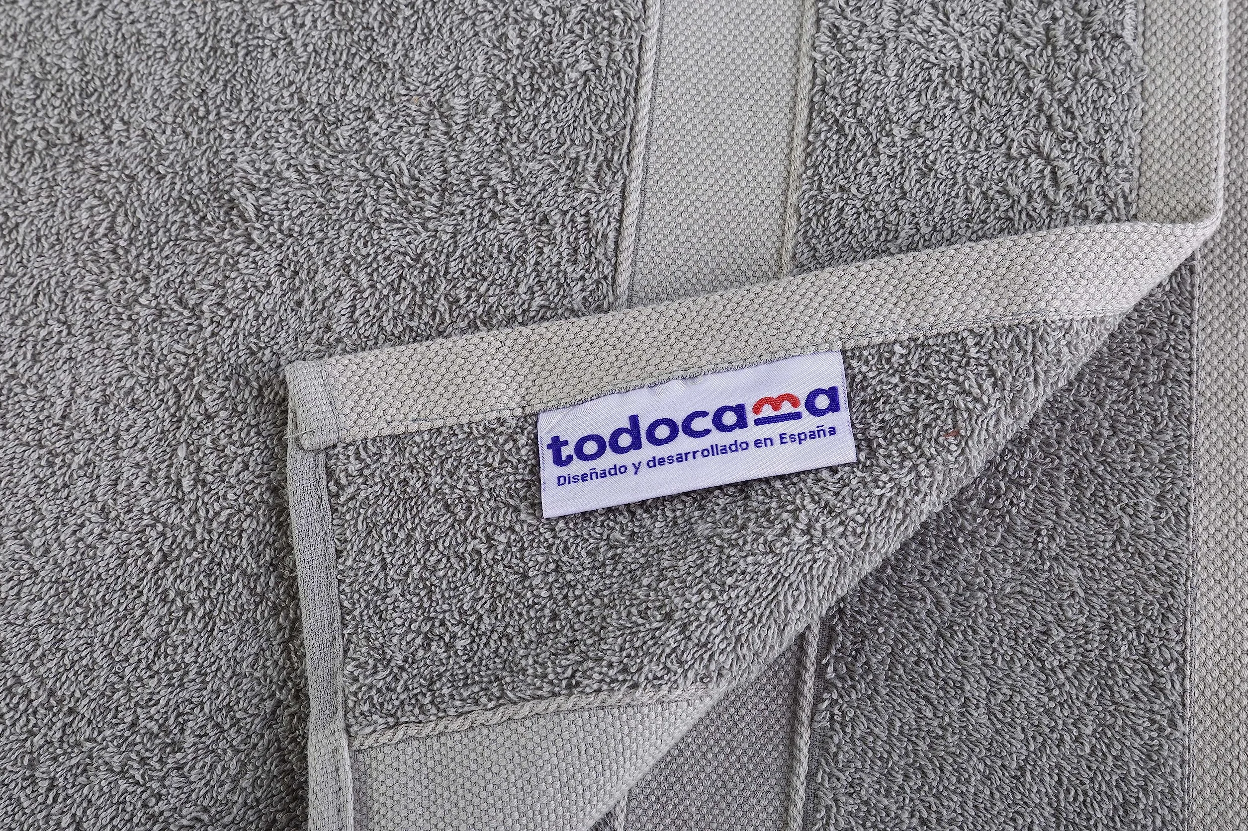 Todocama Zestaw 2 ręczników prysznicowych, 100% bawełny, 550 gsm, bardzo miękkie, bardzo chłonne i szybkoschnące, wymiary 70 x 140 cm, kolor jasnoszary.