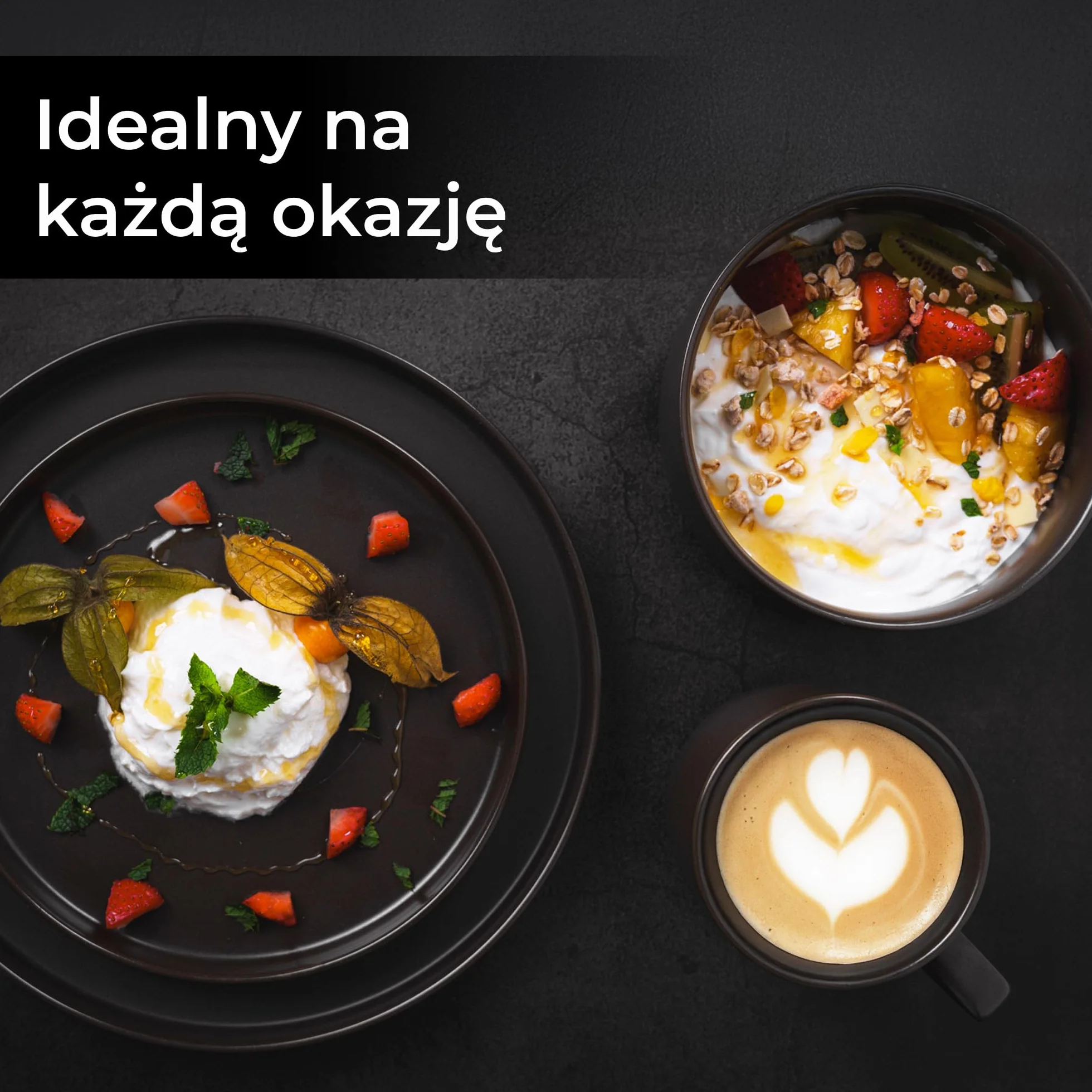 MIAMIO Zestaw 4 Kubków Ceramicznych 500 ml na Kawę Cappuccino Latte Macchiato Herbatę Espresso Kolekcja Sierra Ciemny