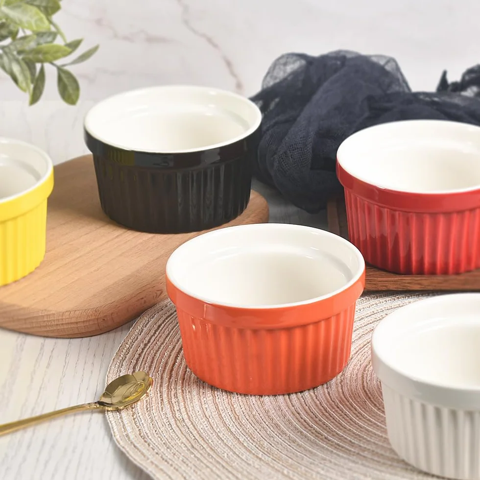 homEdge Zestaw porcelanowych ramekinów 240 ml 8 uncji miska do lodów kremowa brûlée do pieczenia 6 sztuk
