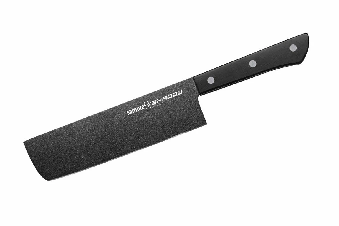 SAMURA Nóż Nakiri stal 17 cm AUS-8 hartowany 58-59 HRC czarna powłoka