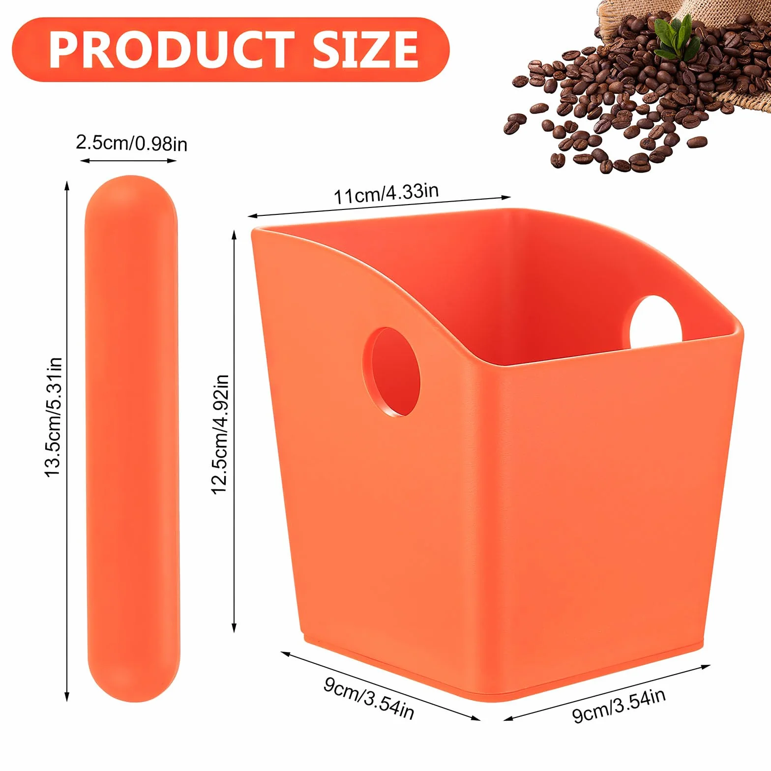 Pojemnik na fusy do ekspresu do kawy Barista Knock Box, pomarańczowy
