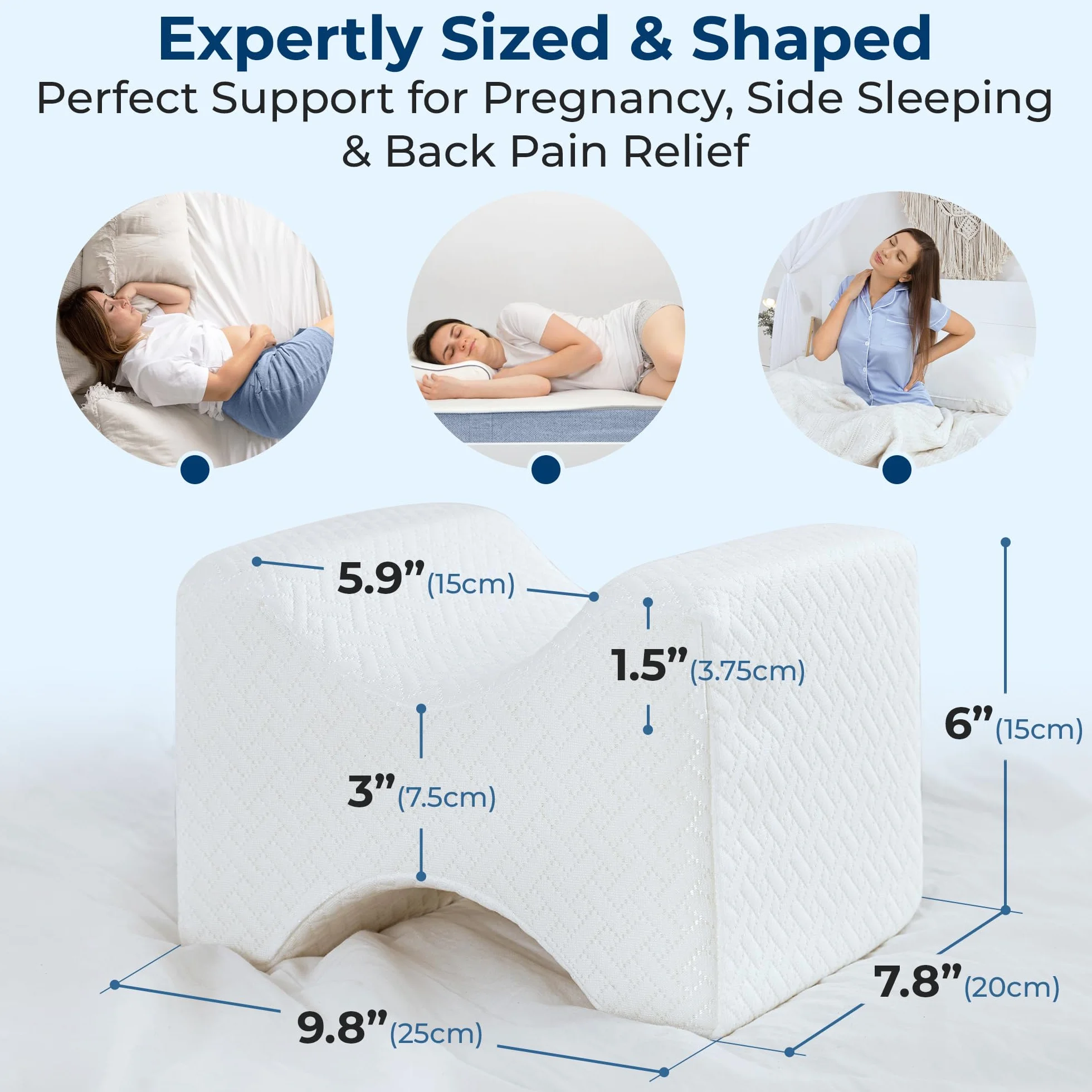 5 STARS UNITED Poduszka pod kolana z pianki Memory – ergonomiczne podparcie nóg, ulga w rwie kulszowej i bólu bioder, pranie w pralce