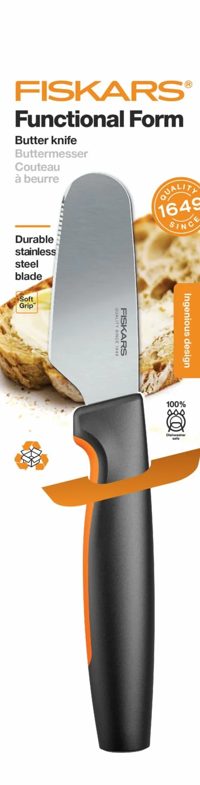 Fiskars Functional Form Nóż do Masła, Czarny/Pomarańczowy, 20 cm