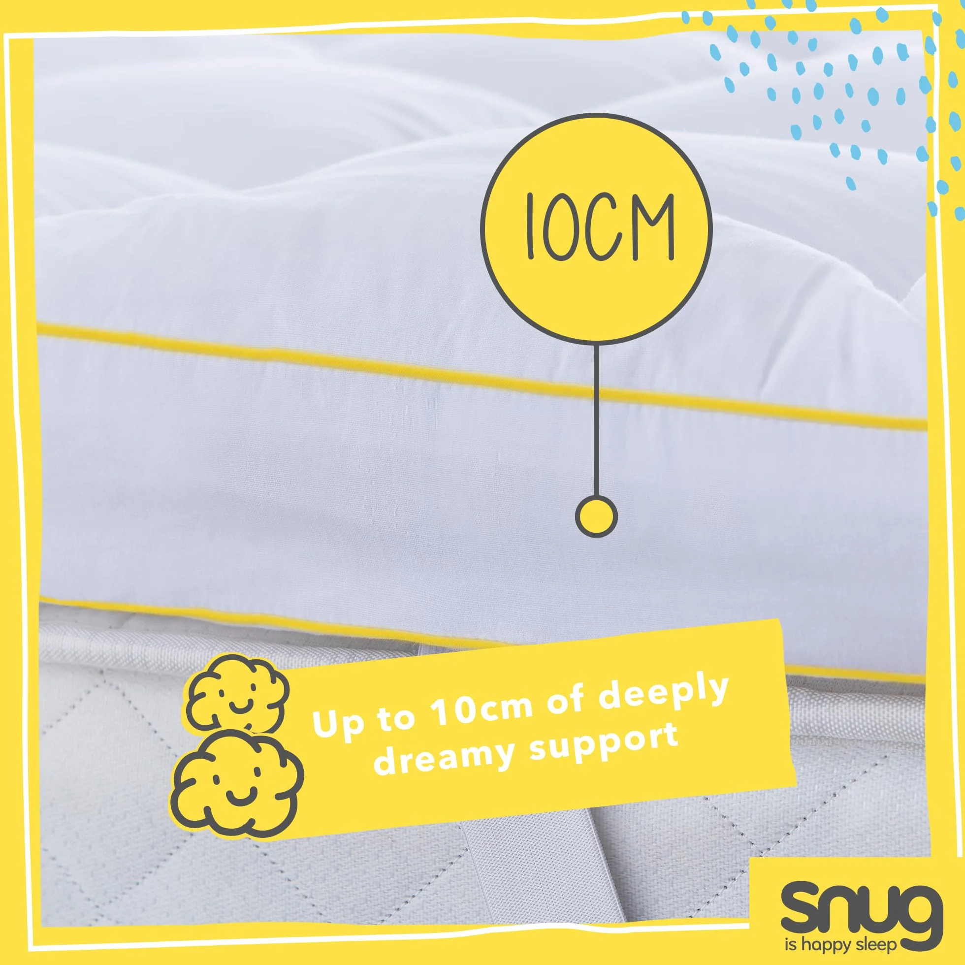 Snug Deeply Dreamy nakładka na materac na łóżko podwójne, 10 cm, 10 cm, bardzo gruby wzmacniacz materaca z elastycznymi paskami, pikowany, wygodny, super miękki, hipoalergiczny, można prać w pralce,