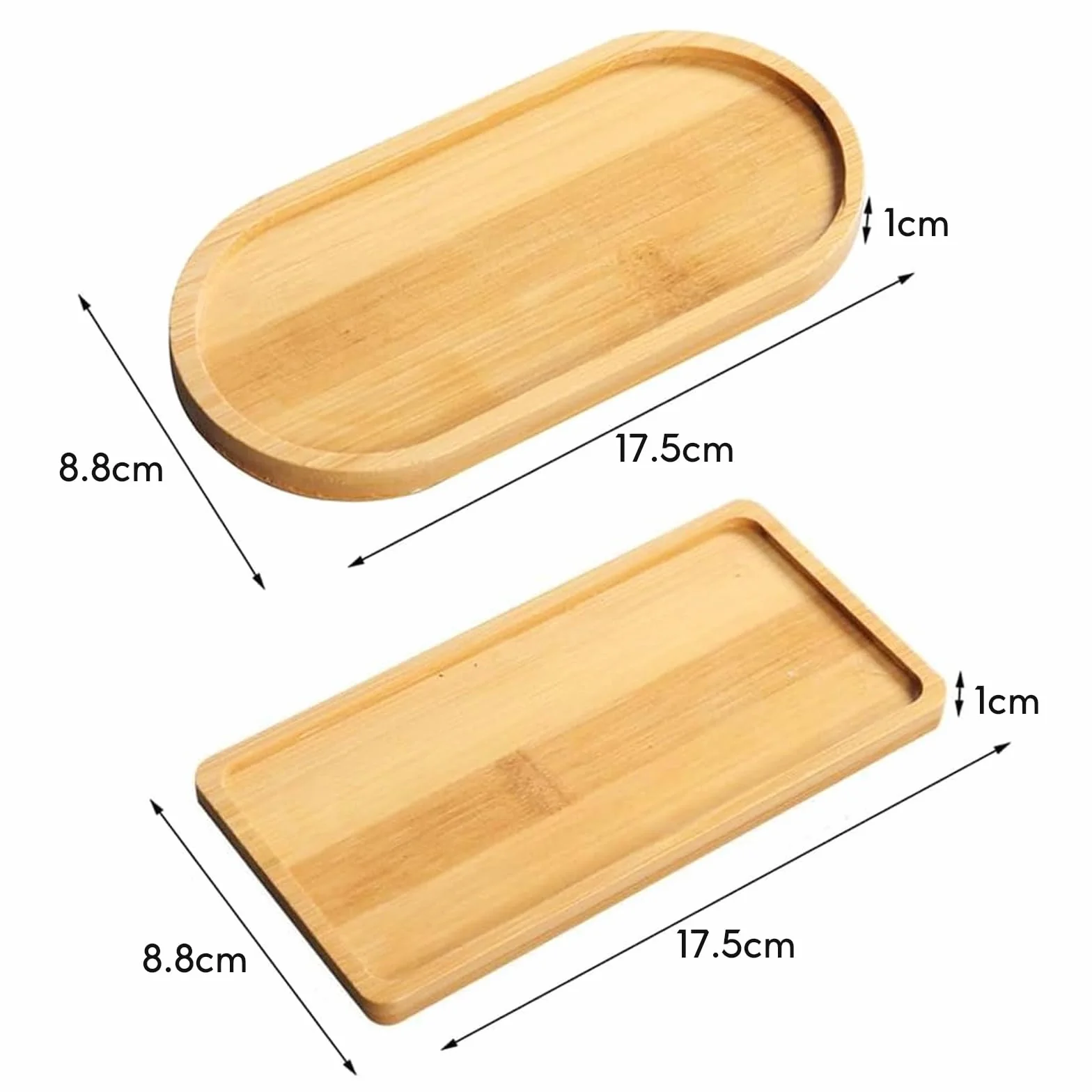 Bambusowa taca, 4 małe tace, owalne drewniane tace, mała taca do serwowania, podkładki pod filiżanki, ciasto (17,5 x 8,8 x 1,1 cm)
