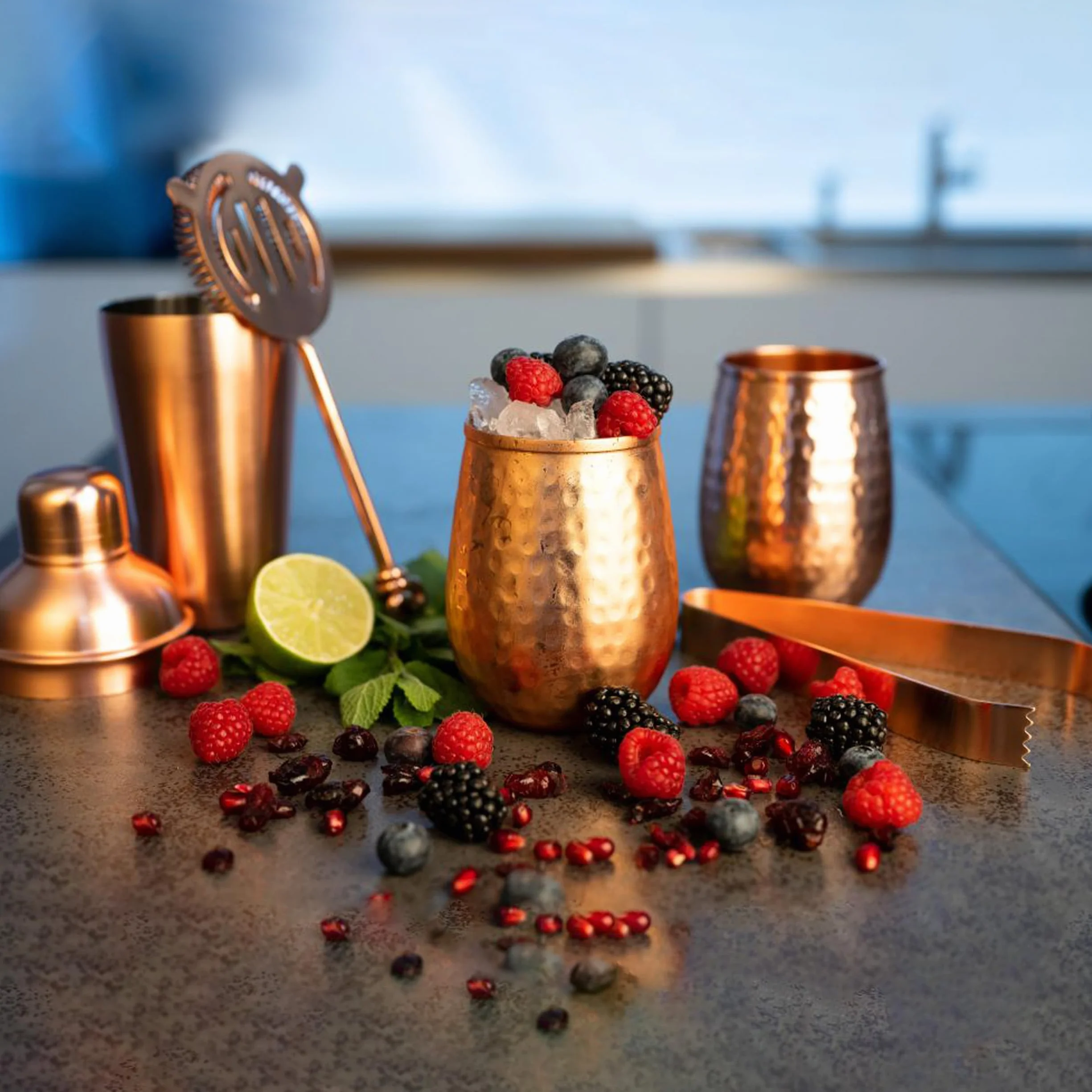 NKlaus 2x kubek miedziany czysta miedź 100% Ayuverda kubek do picia owalny Moscow Mule 500 ml 11262
