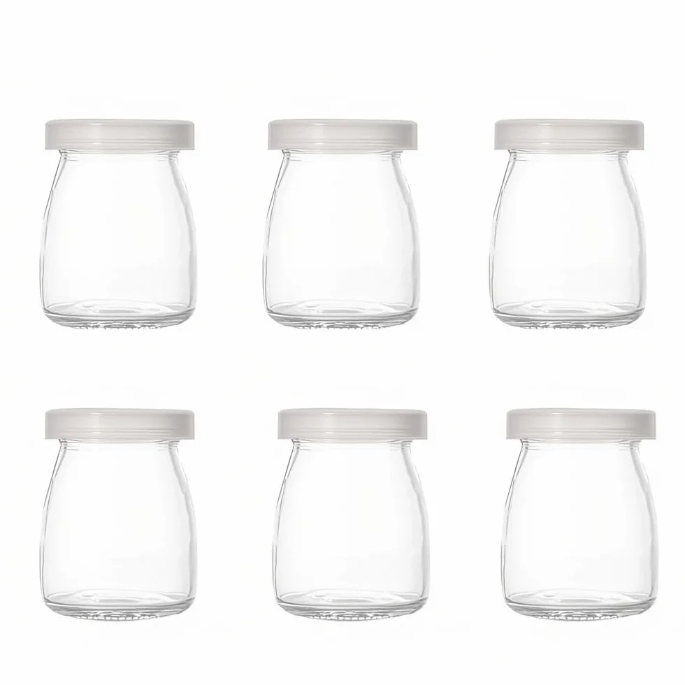 Szklane garnki do jogurtu 100 ml 6 sztuk z pokrywką