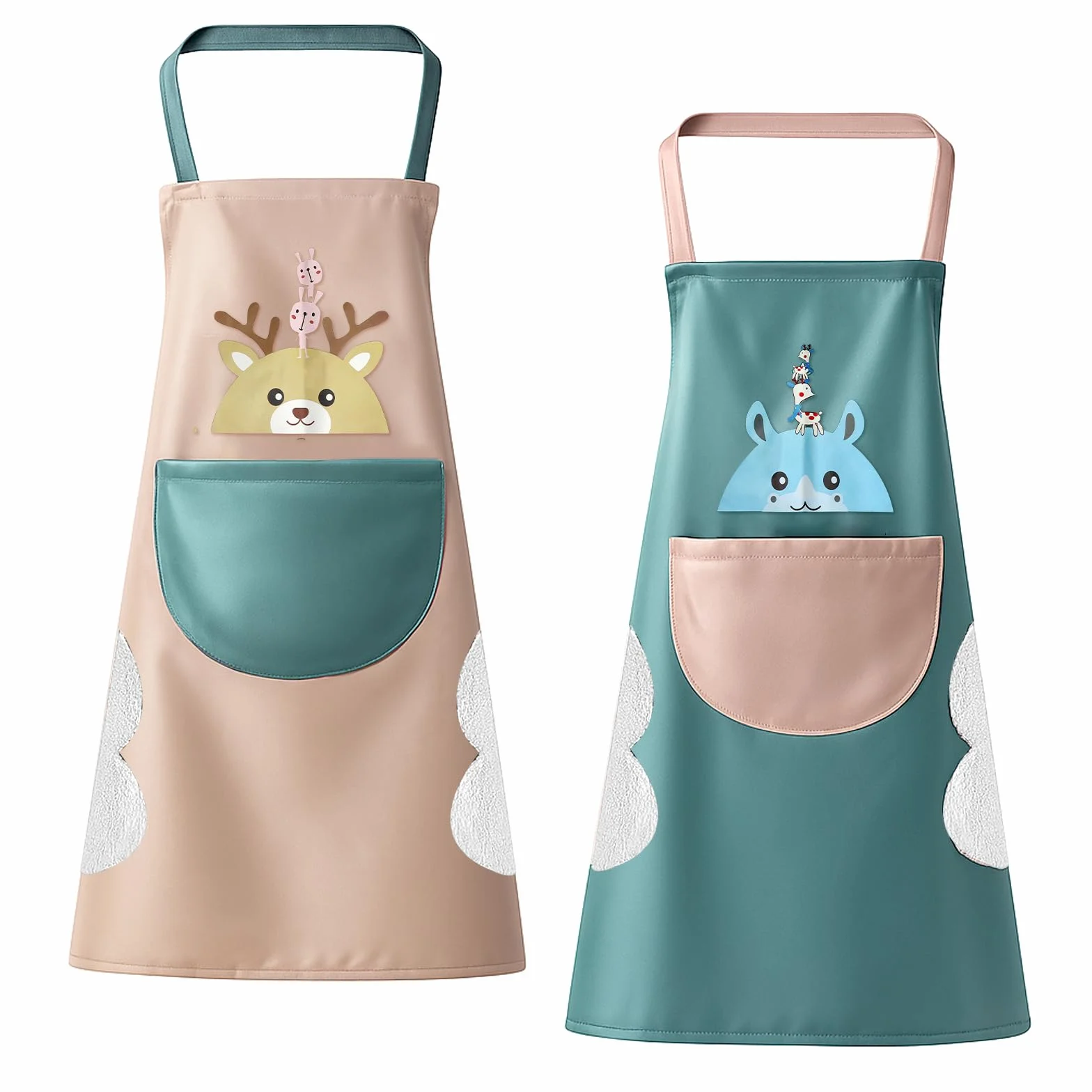 APOMOONS 2 szt. Fartuch kuchenny unisex z kieszenią i ręcznikiem