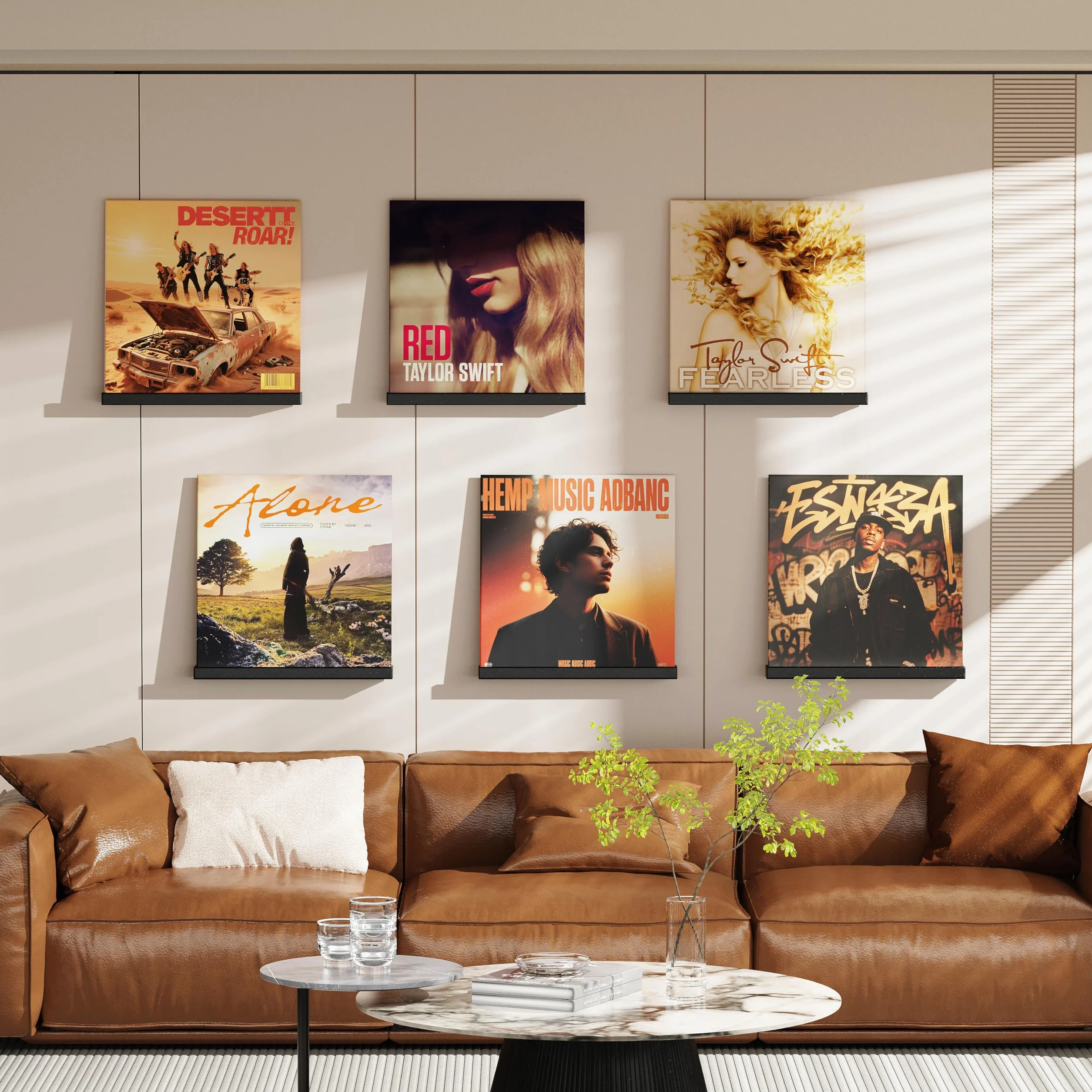 6 sztuk uchwytów ściennych na płyty winylowe, drewniane uchwyty winylowe, do montażu płyt winylowych, do umieszczania płyt gramofonowych, płyt CD, albumów fotograficznych i kolekcji (czarne)